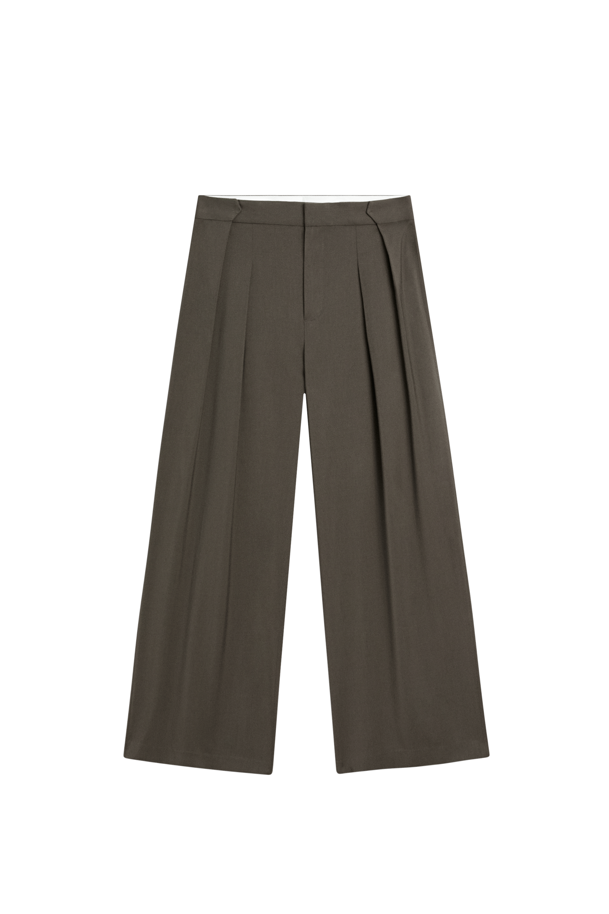 Massimo Dutti Pilili dökümlü geniş paça pantolon görsel 8