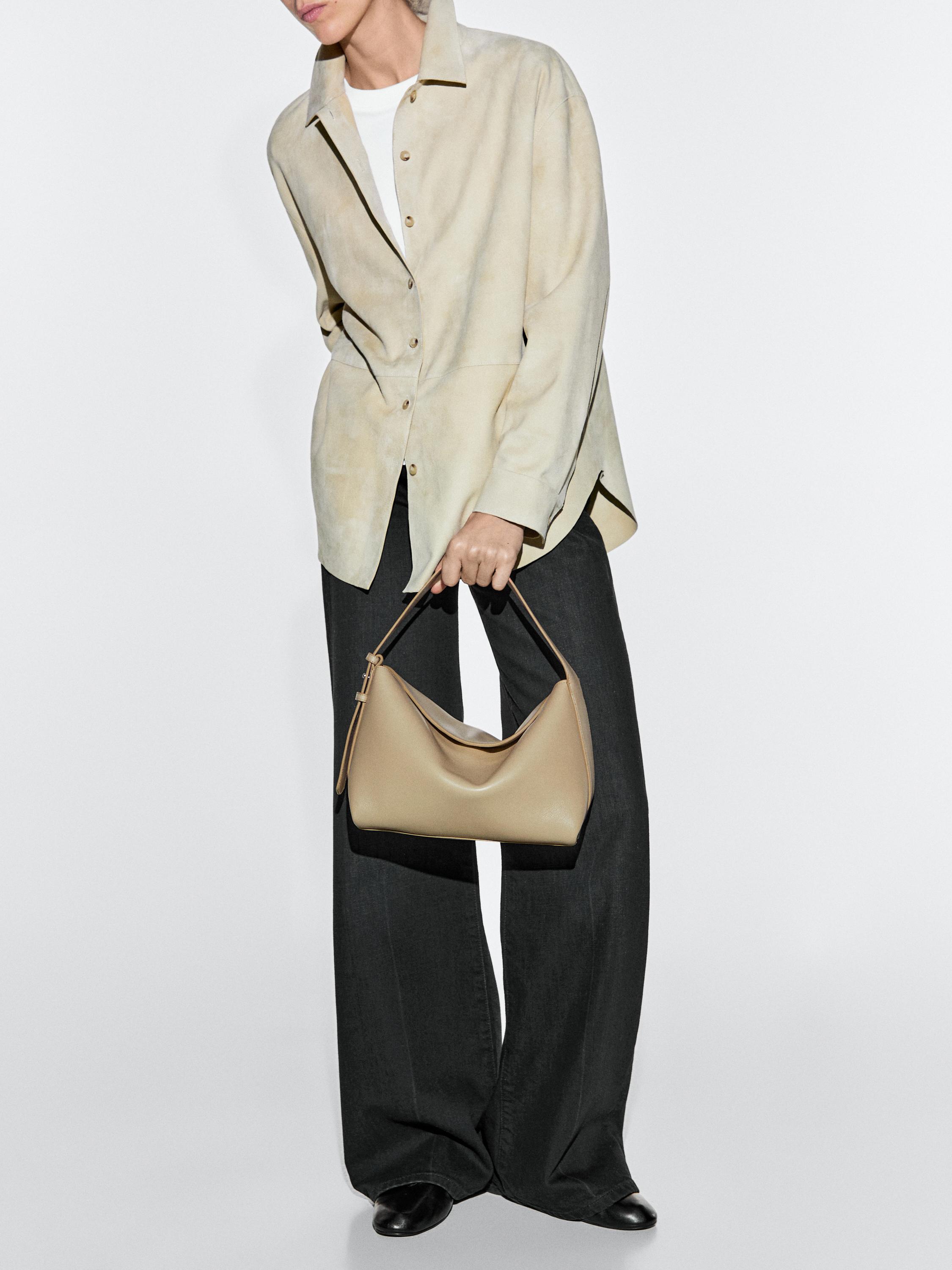 Small nappa leather shoulder bag — SAND