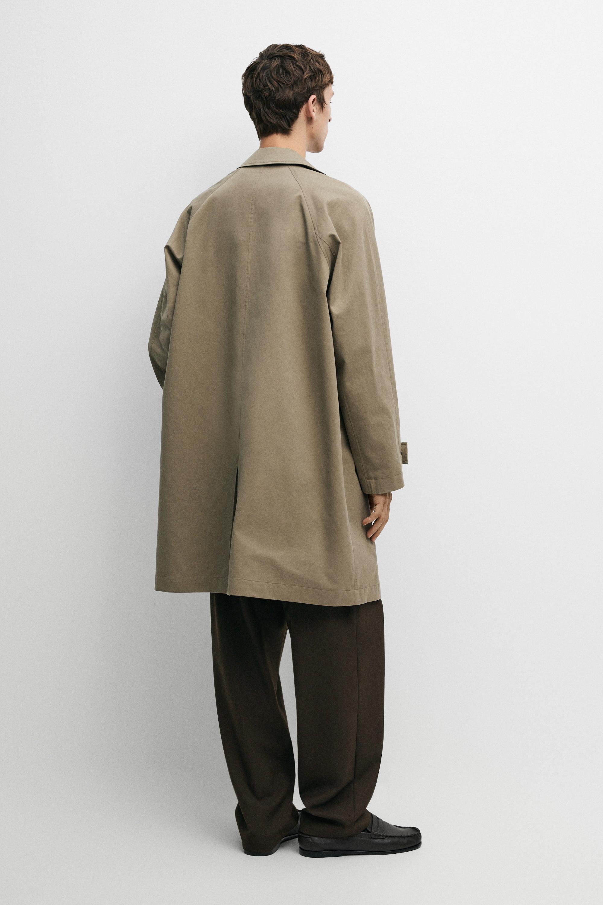 Oversize long 100% cotton trench coat — MOLE BROWN