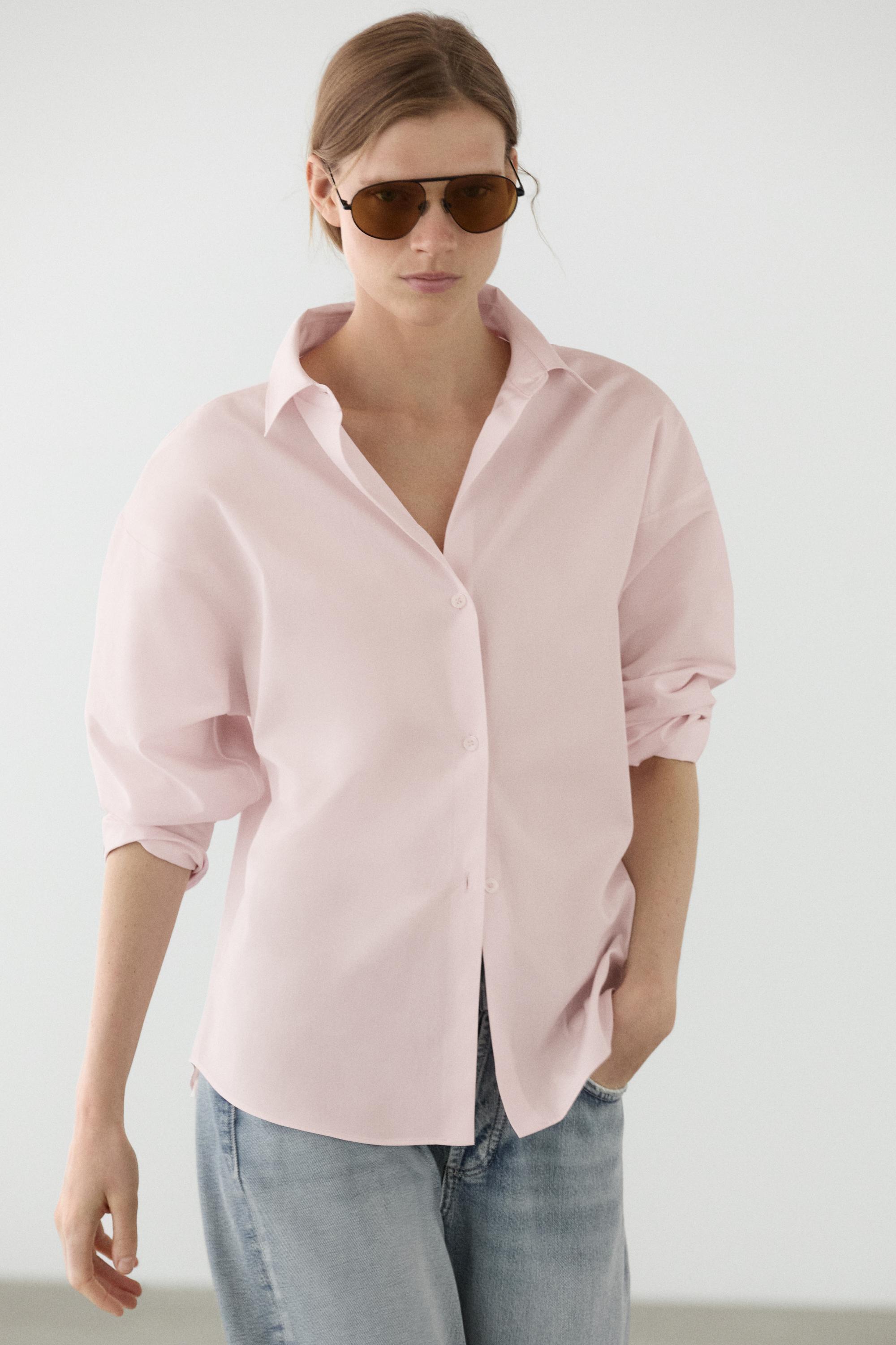 Camisa de popelina com detalhe de pregas de algodão