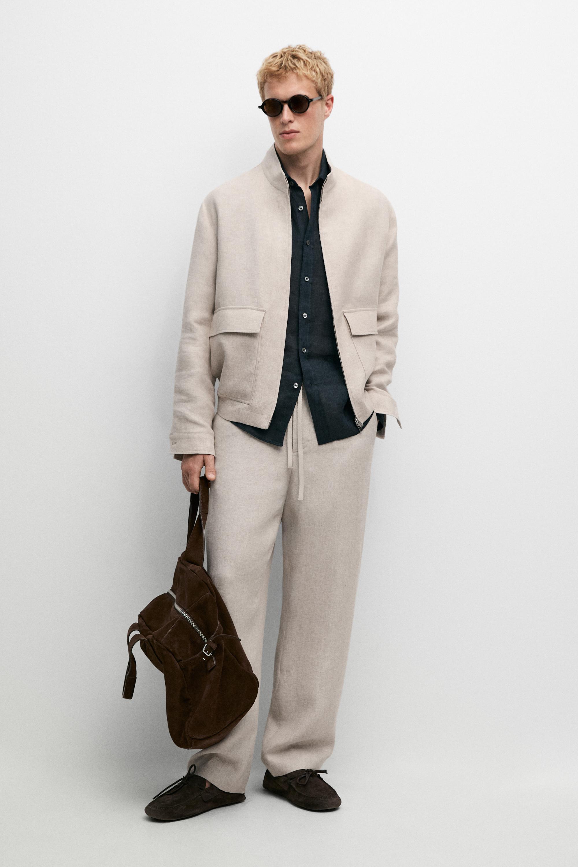 100% linen textured co-ord pants — CREAM