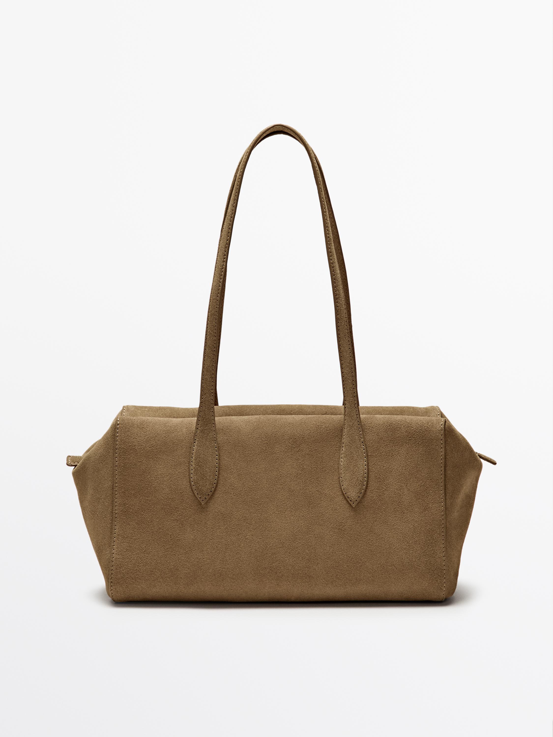 Split suede satchel bag