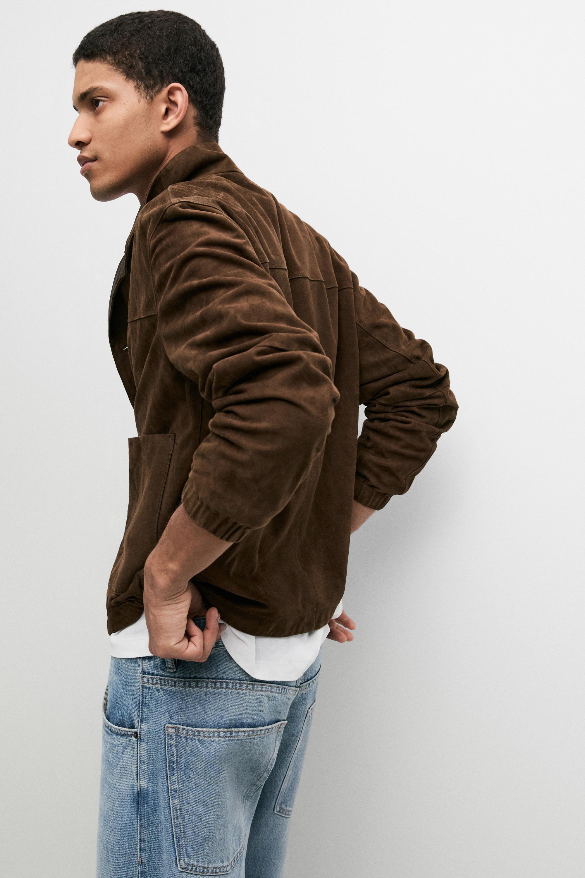 Suede leather jacket — Tobacco brown