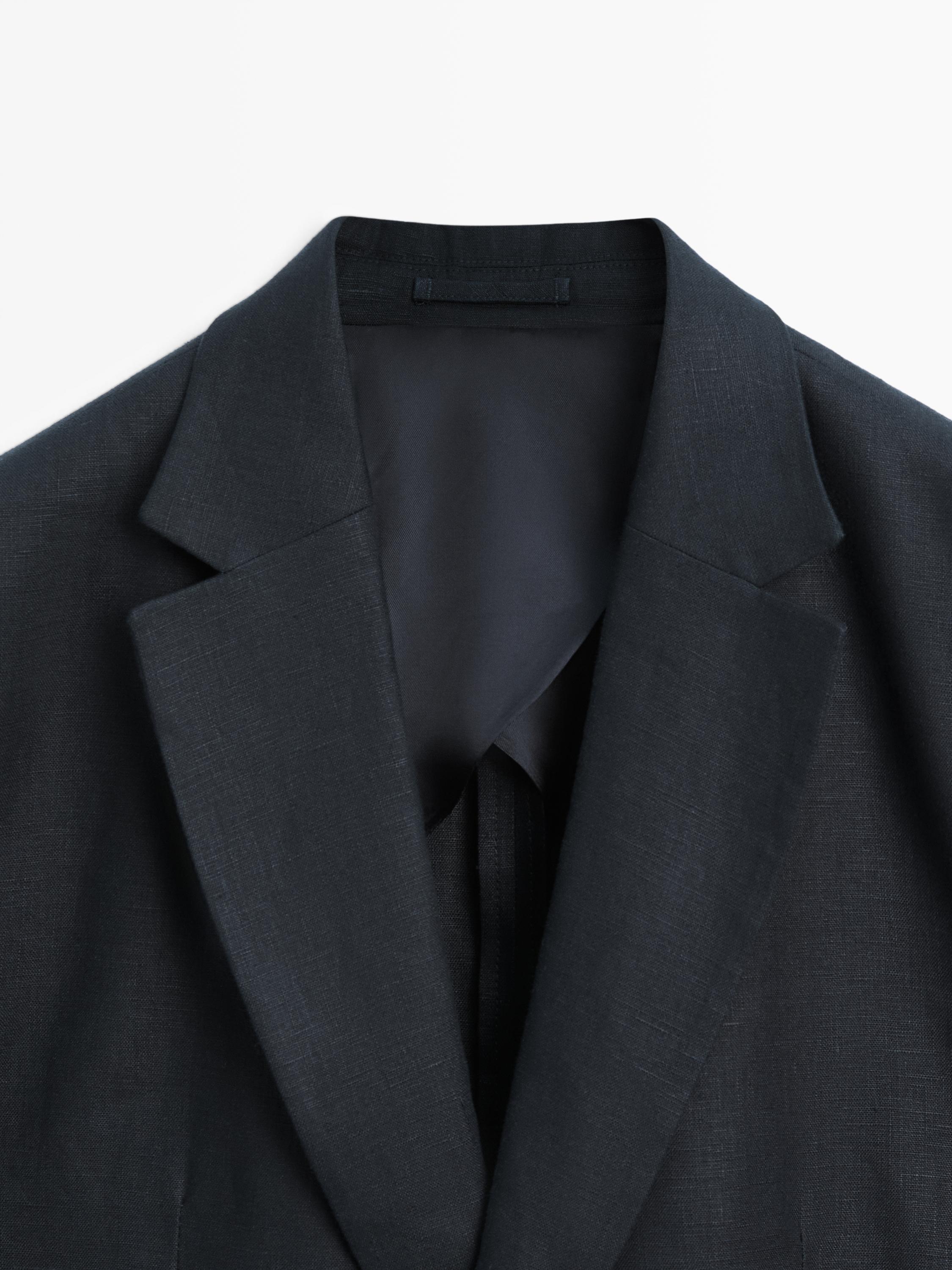 100% linen suit blazer — NAVY BLUE