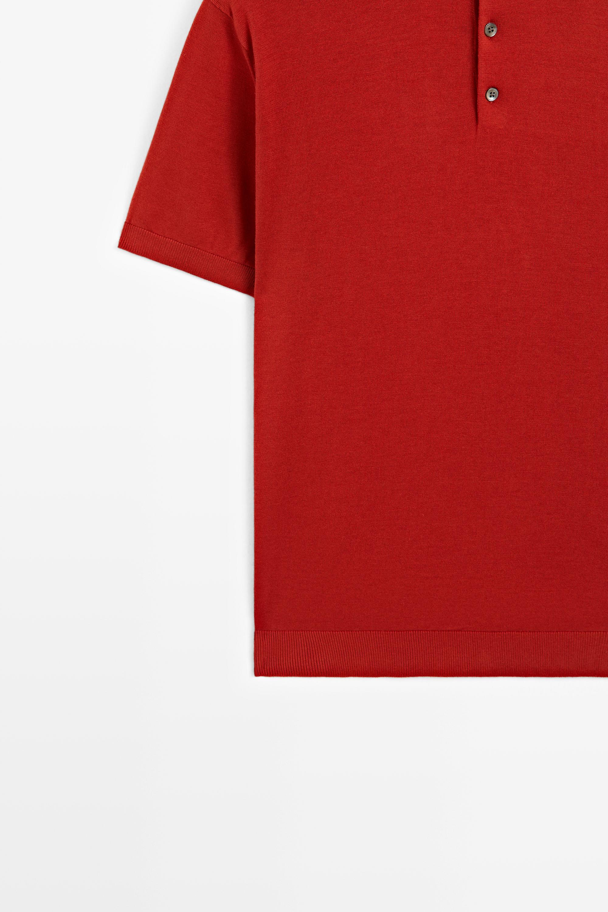 100% Cotton Knit Polo Shirt — RED