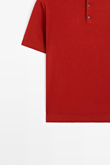100% Cotton Knit Polo Shirt — RED 7