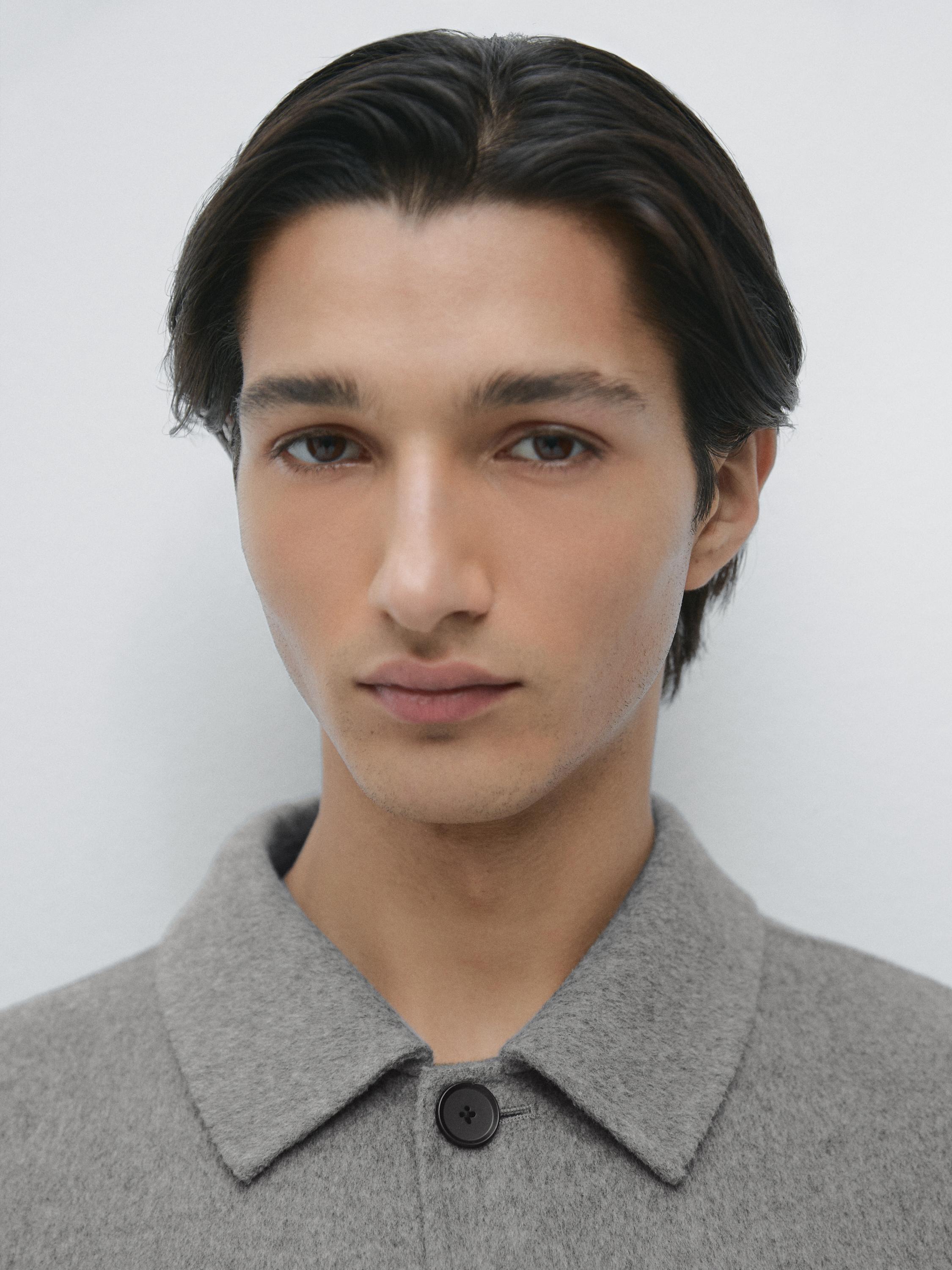 Wool blend overshirt with pockets — PALE GREY