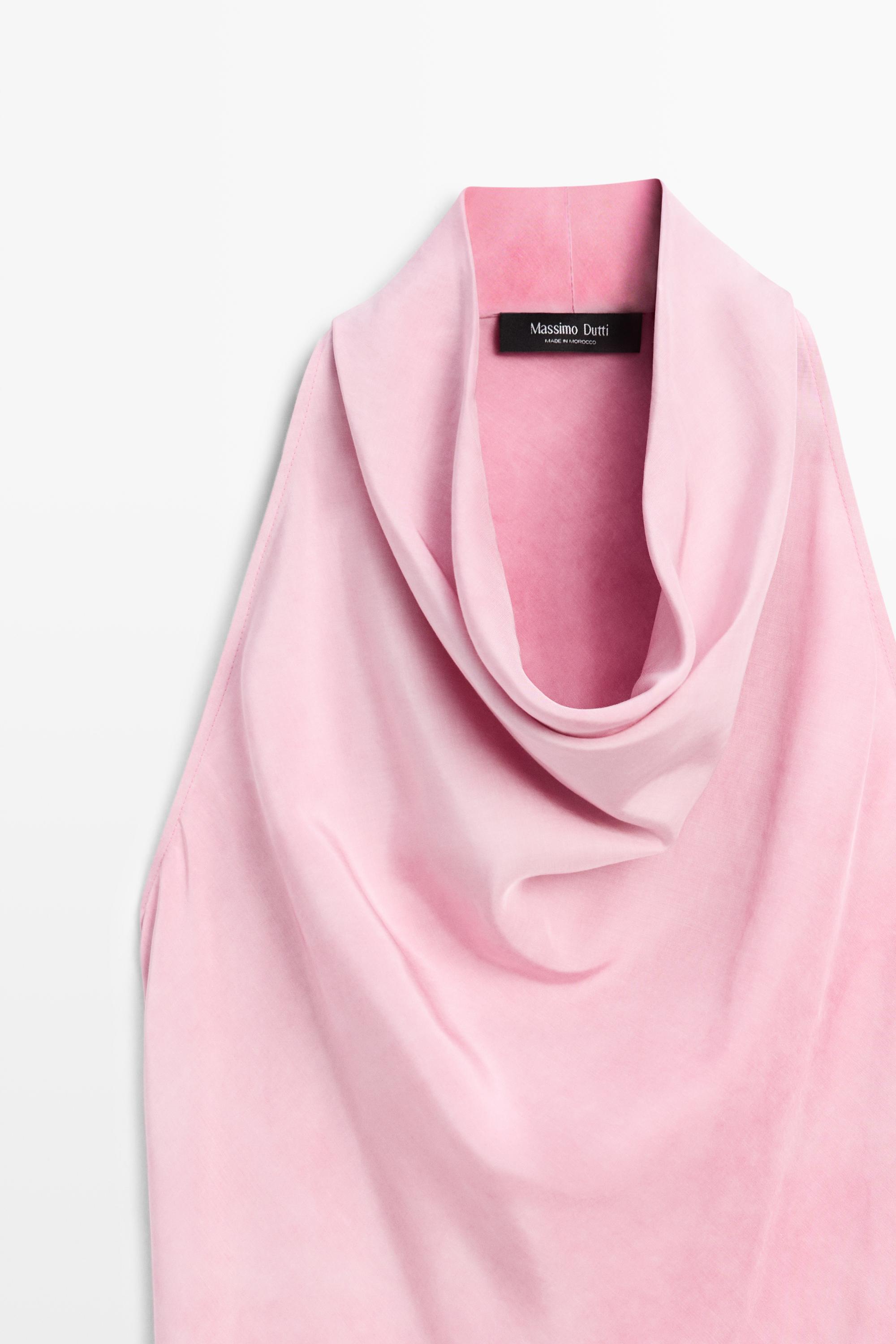 Draped flowing midi dress — Pastel pink