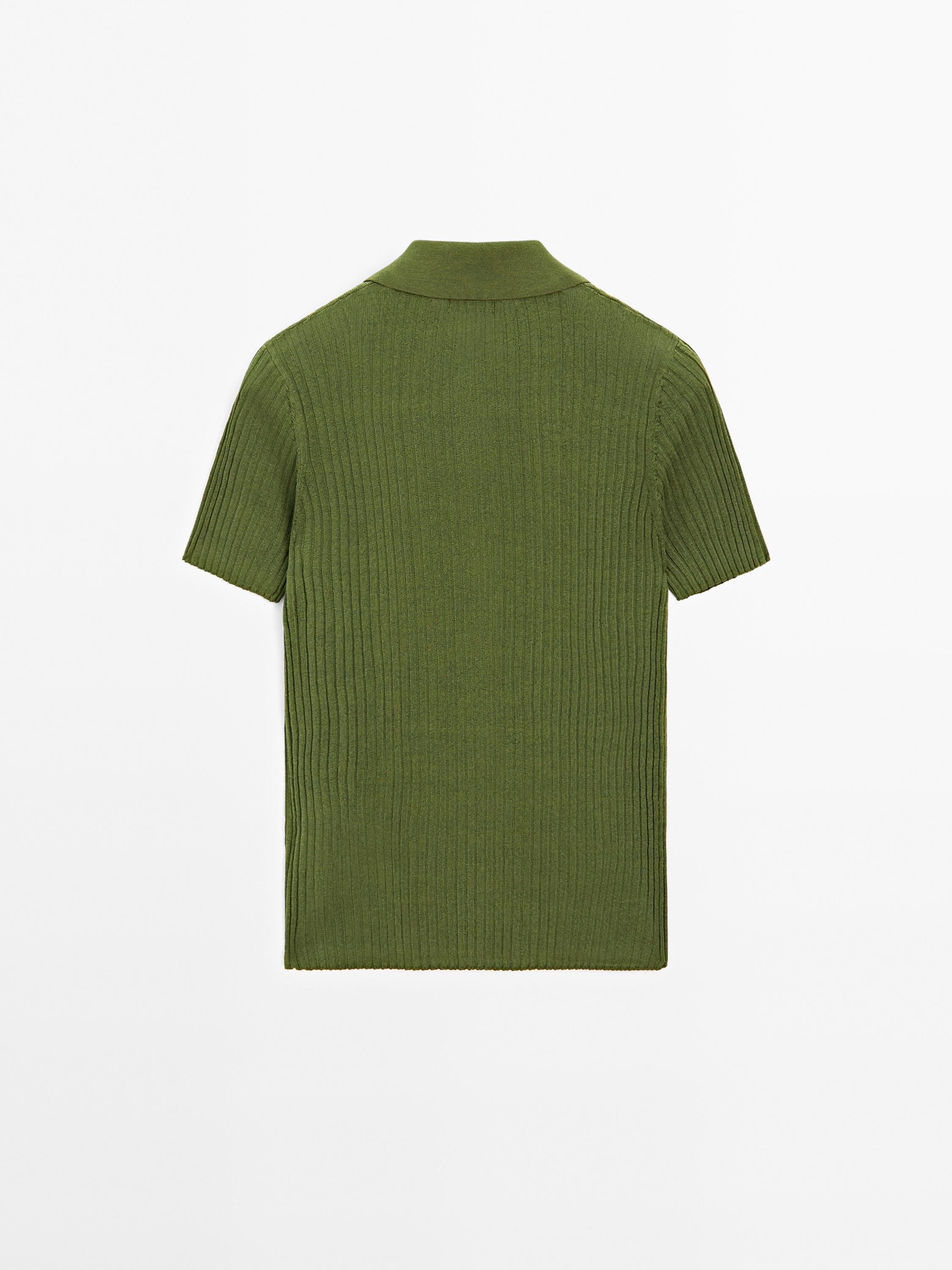 Knit cotton blend polo sweater