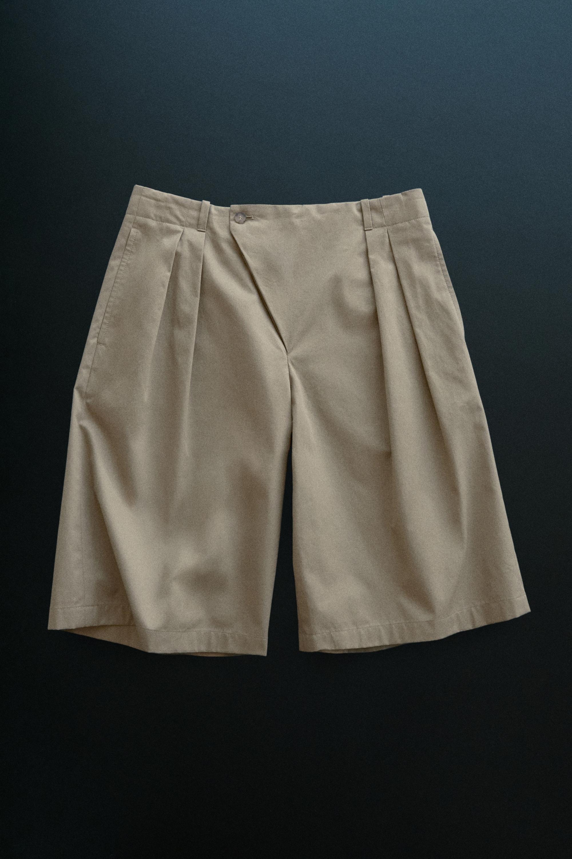 Bermuda shorts with crossover fastening - STUDIO — KHAKI