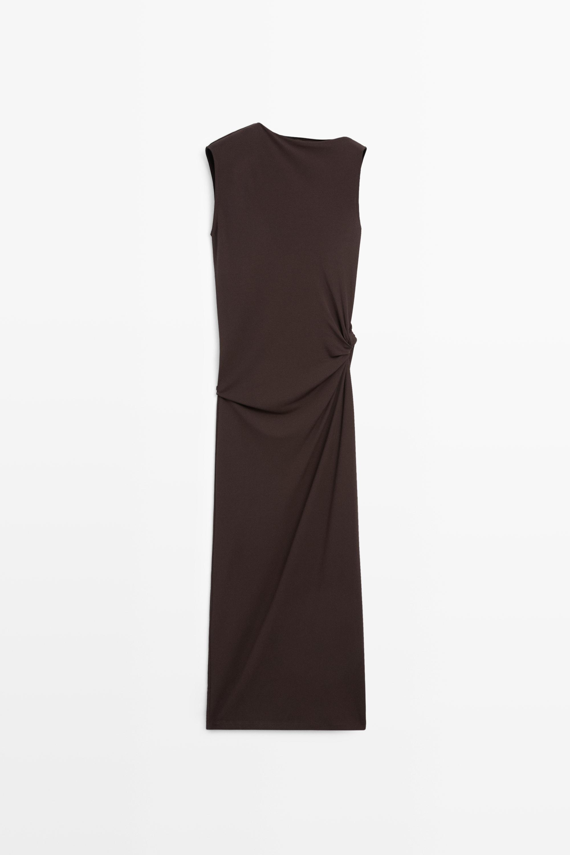Vestido midi asimétrico frunce