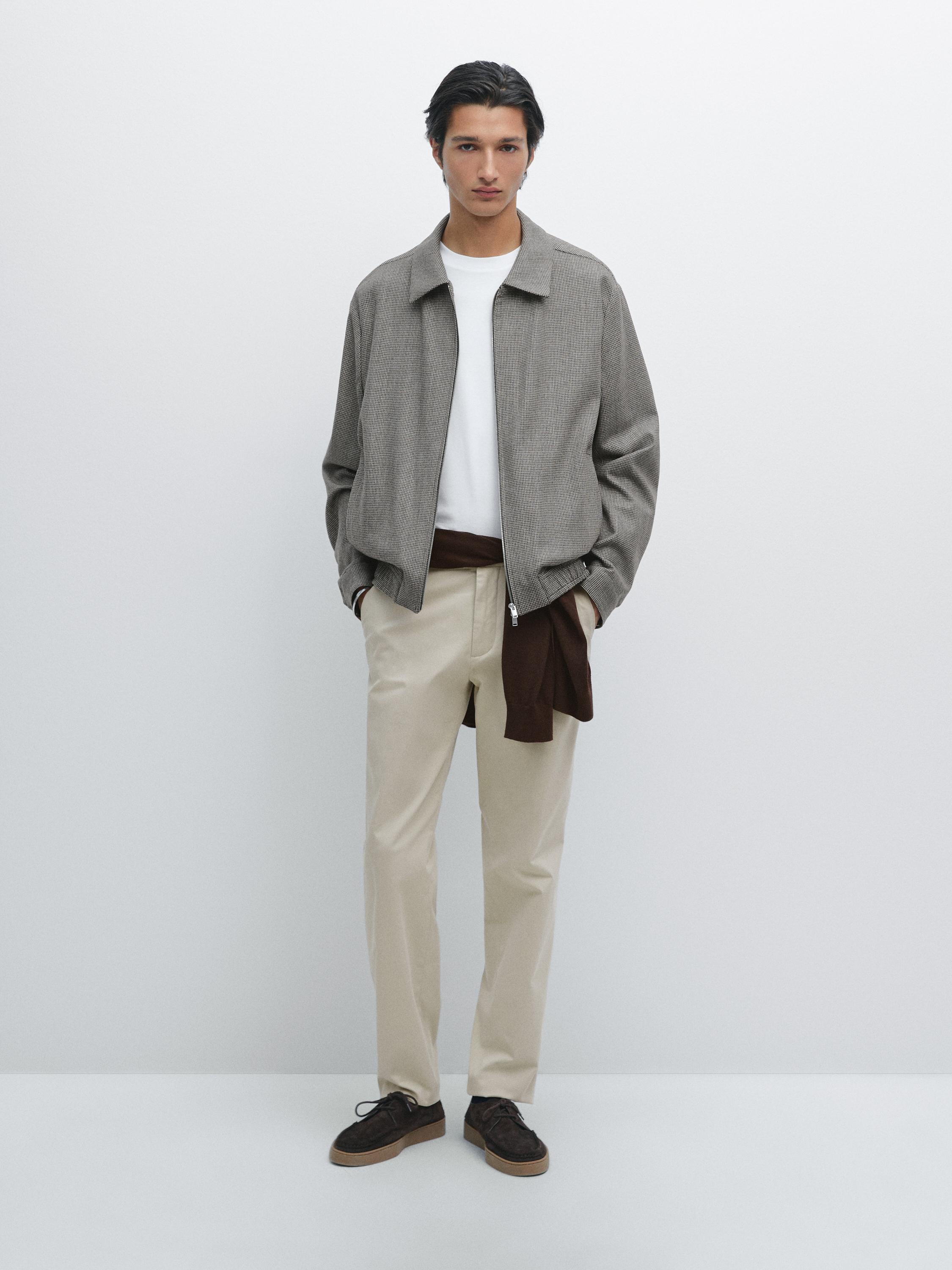 Calças slim fit 100% algodão