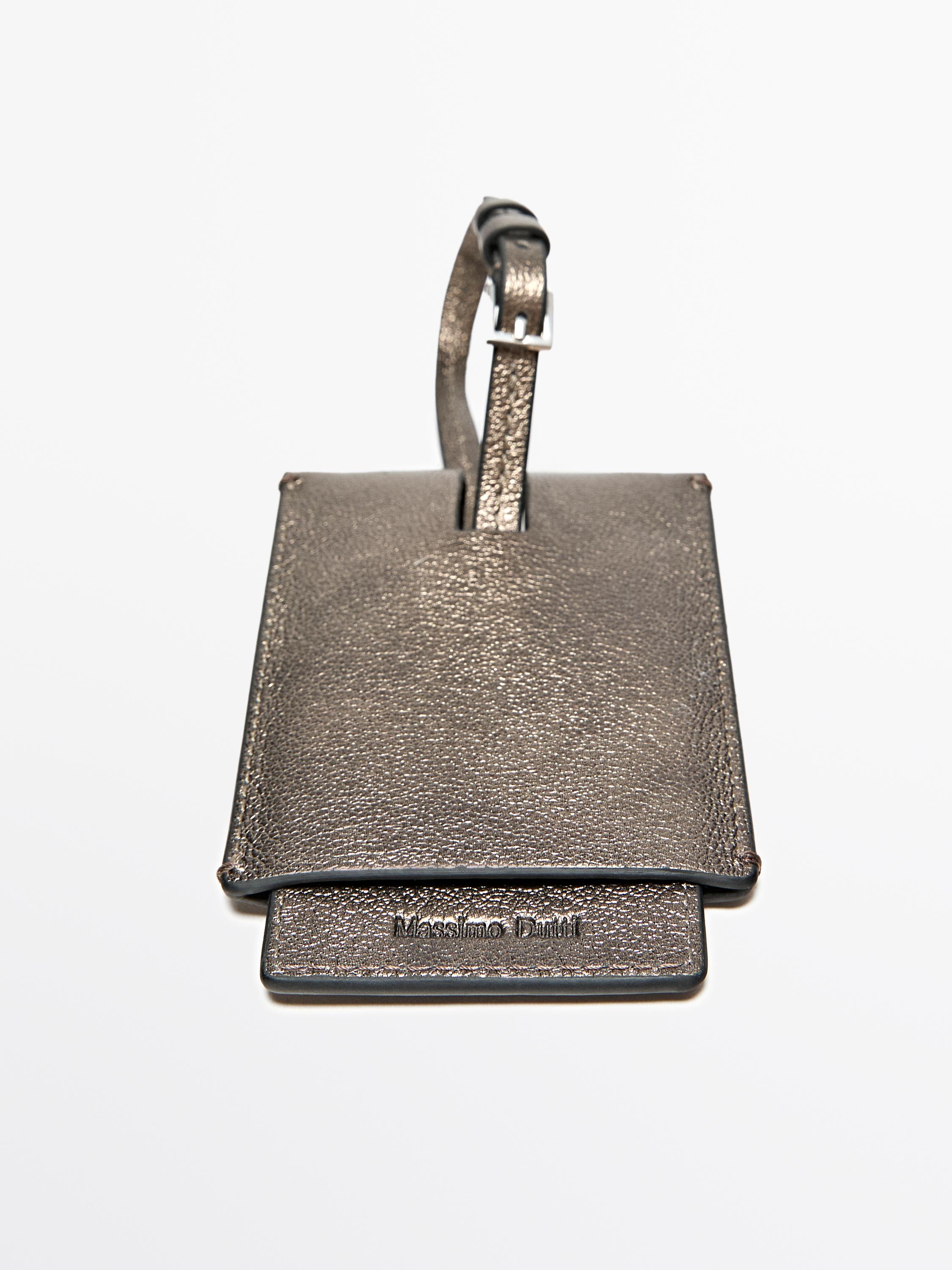 Nappa leather luggage tag — SILVER