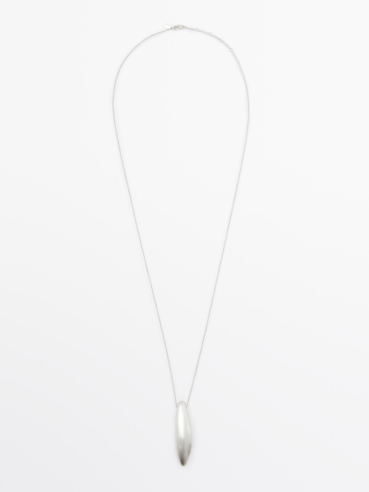 Massimo Dutti - Dame - Halskæde Med Hasselnødsvedhæng - Sølv - 01