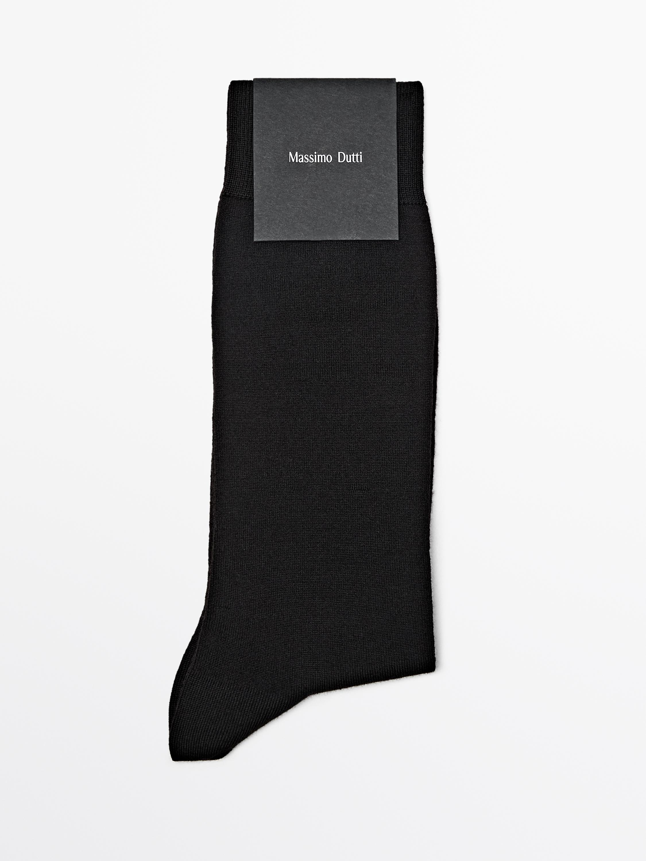 Plain wool blend knit socks