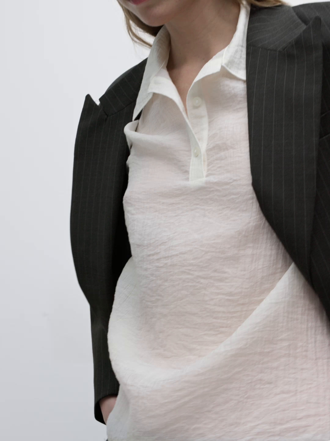 Sheer flowing polo shirt