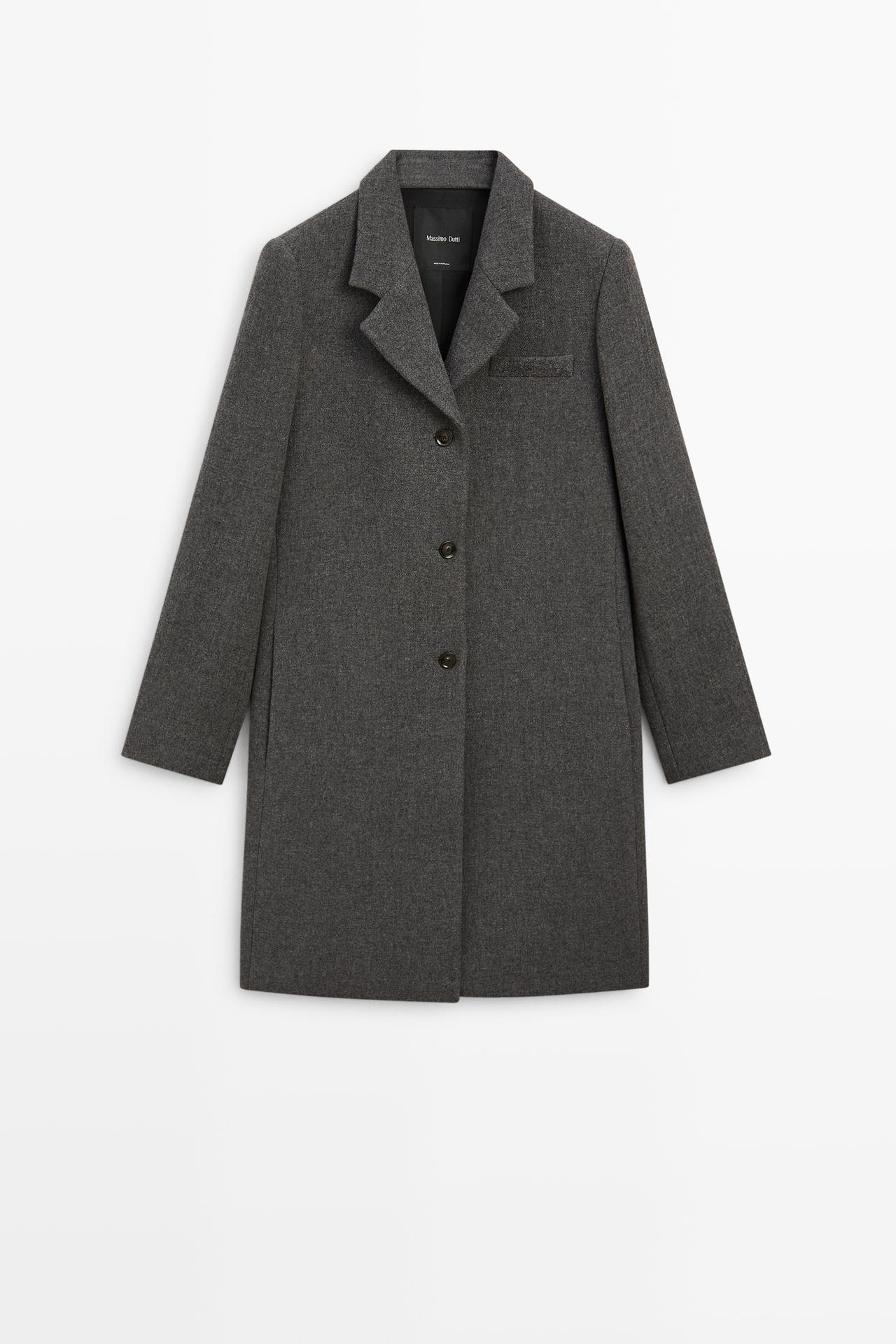 Wool-blend bouclé coat with loop-yarn detail — DARK GREY