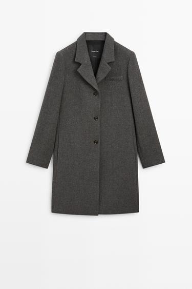 Wool-blend bouclé coat with loop-yarn detail — DARK GREY 2
