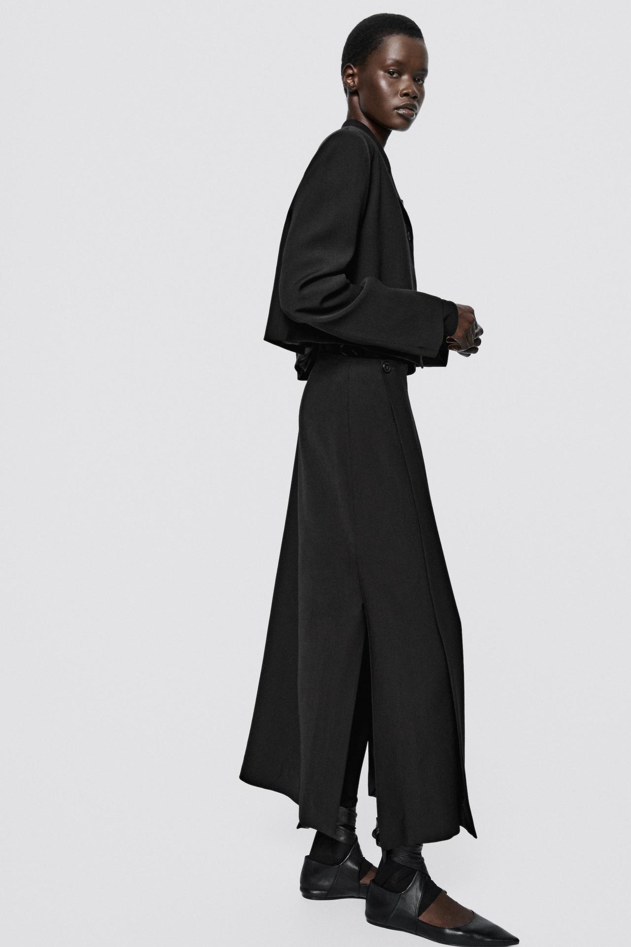 Flowing wrap midi skirt - LIMITED EDITION — BLACK