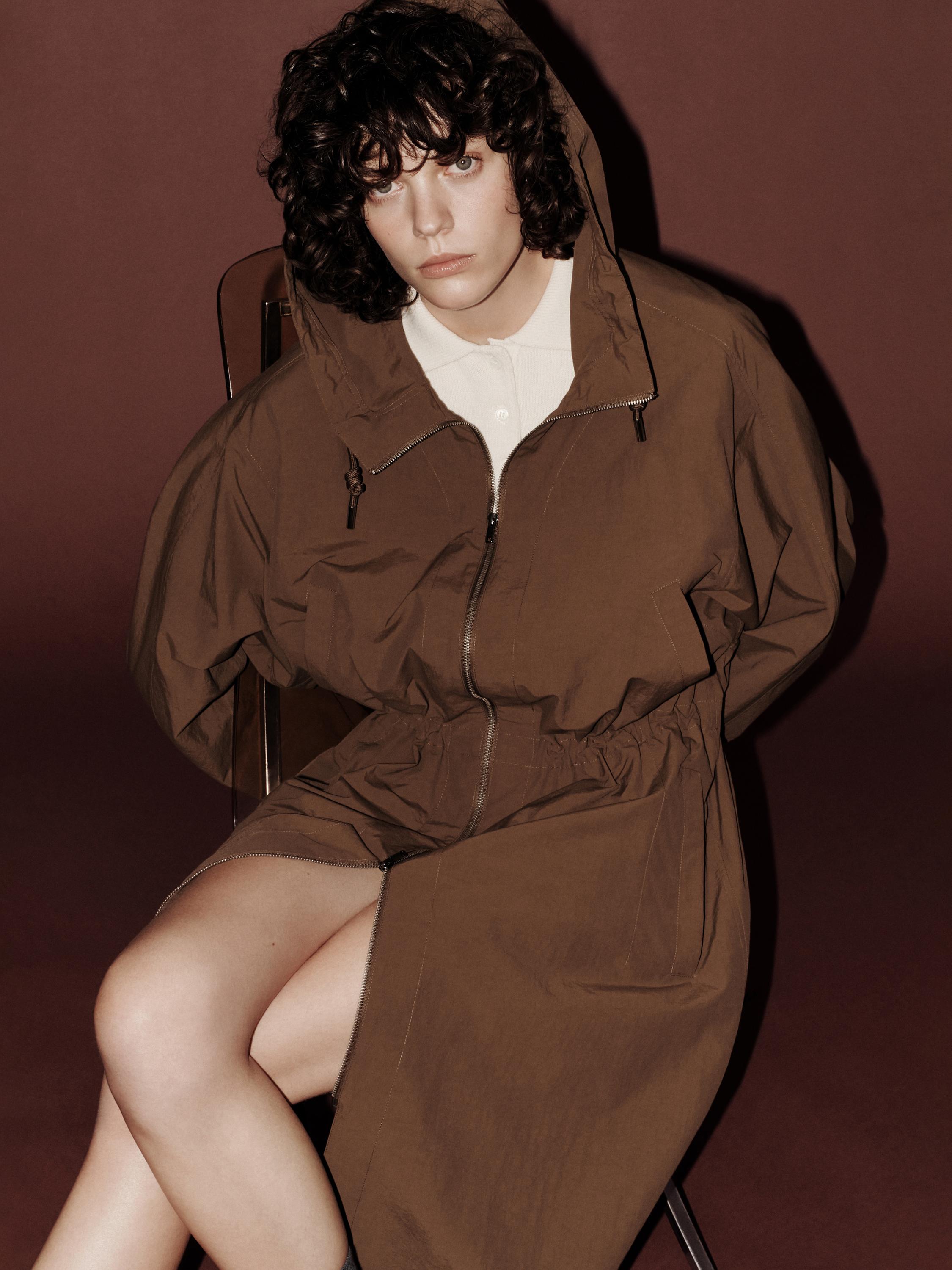 Long technical fabric parka — BROWN