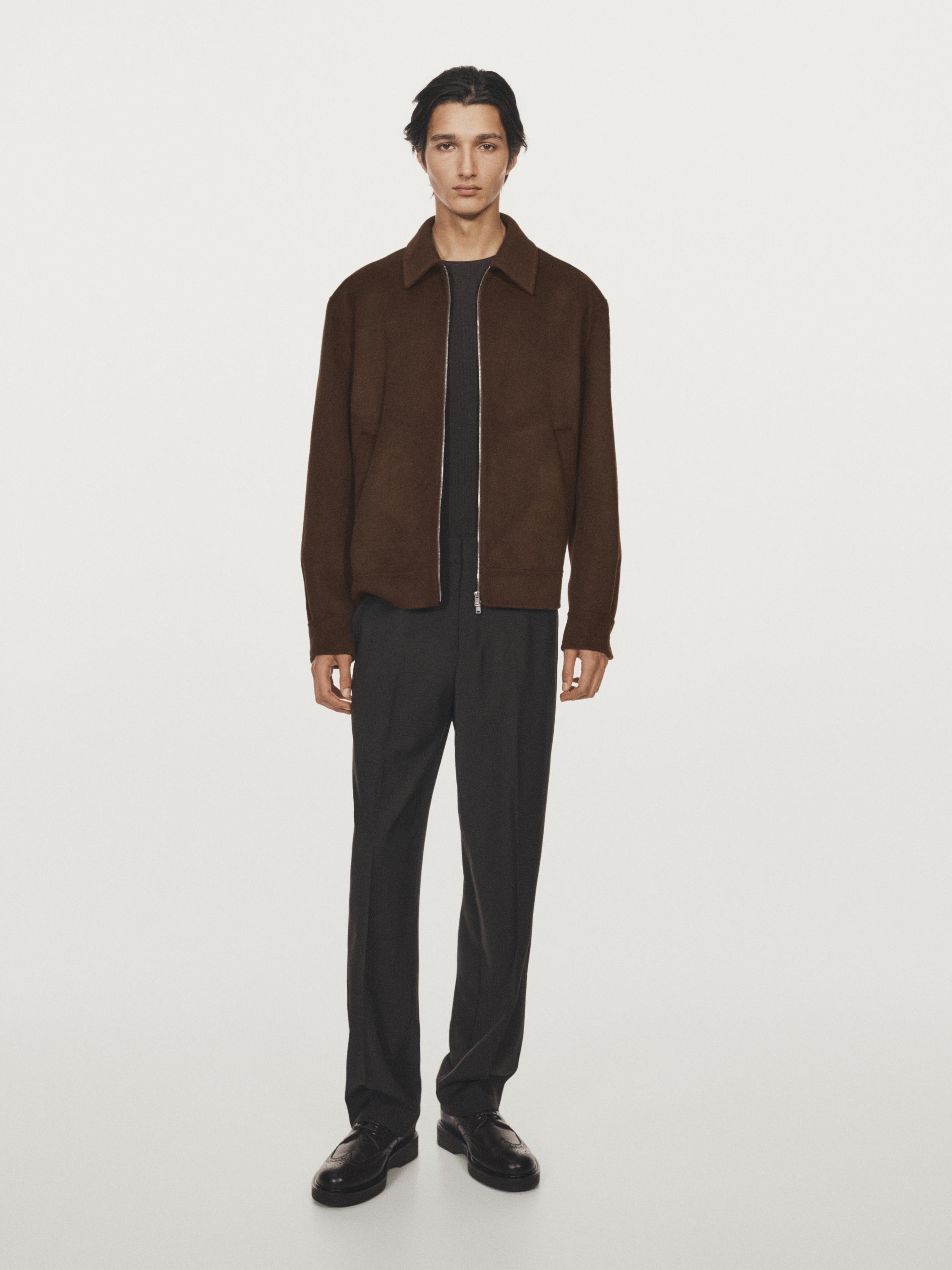 Wool blend jacket with zip detail