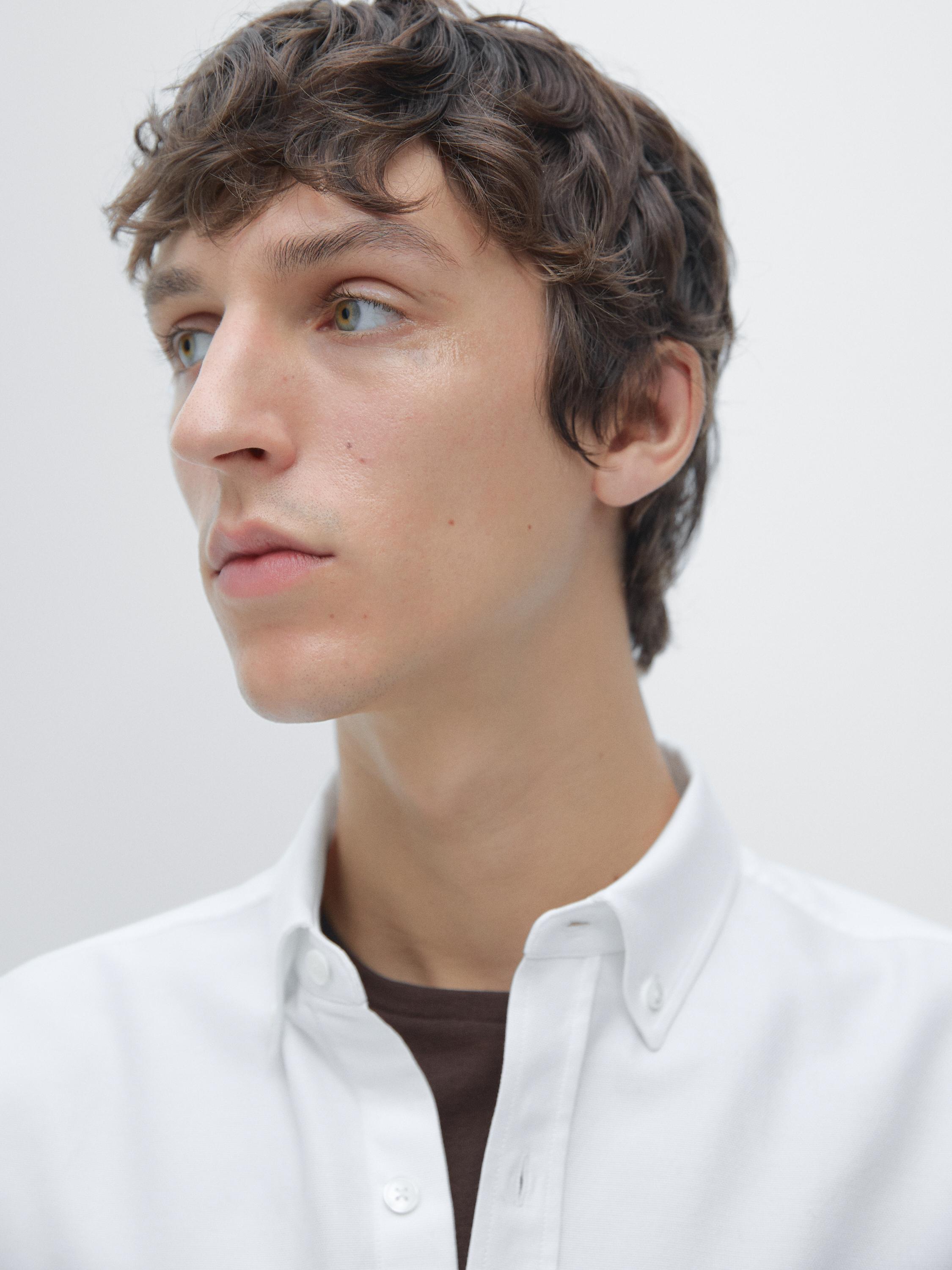 100% cotton regular fit Oxford shirt — WHITE