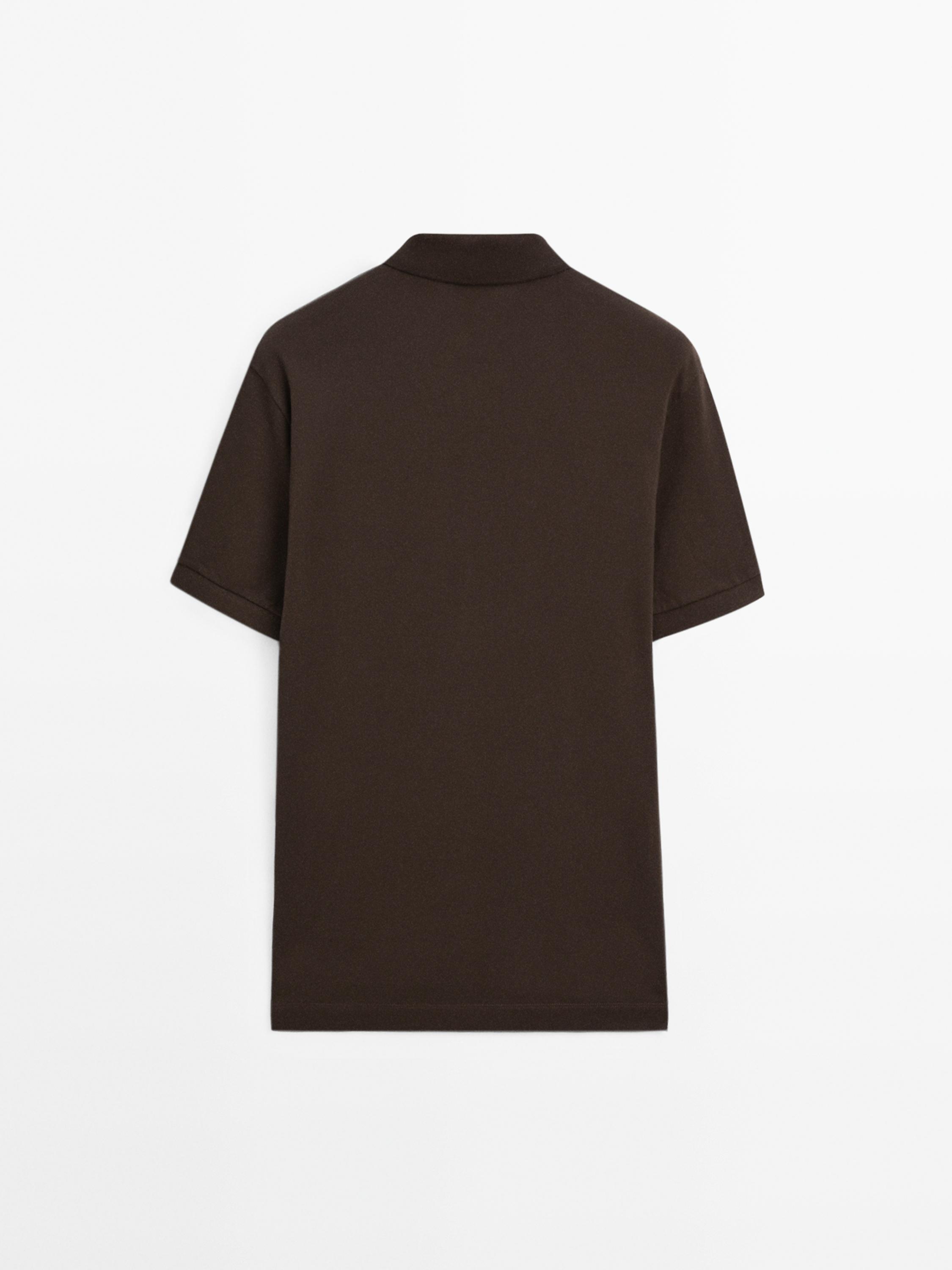Cotton blend polo shirt with snap button