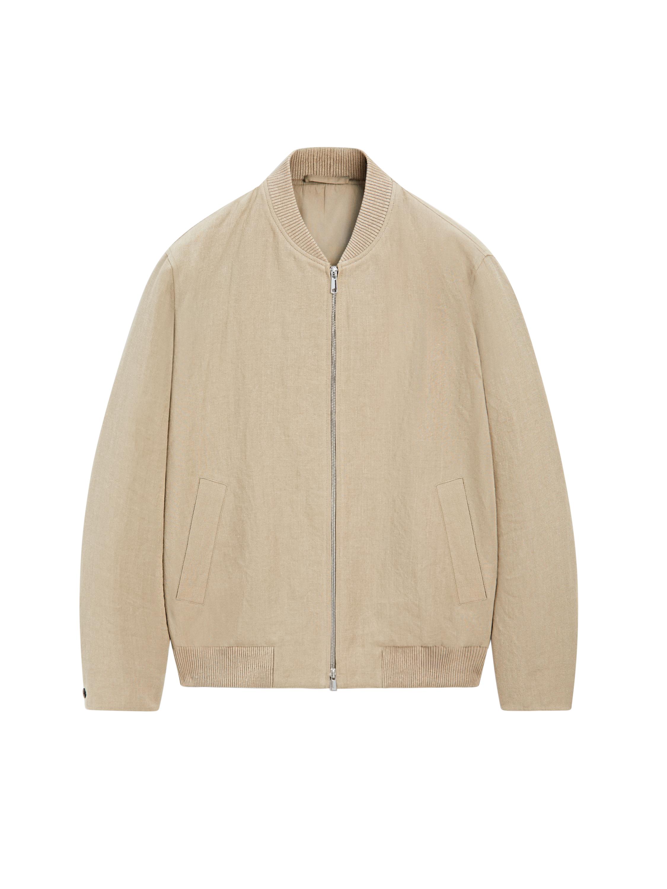 Linen bomber jacket — BEIGE
