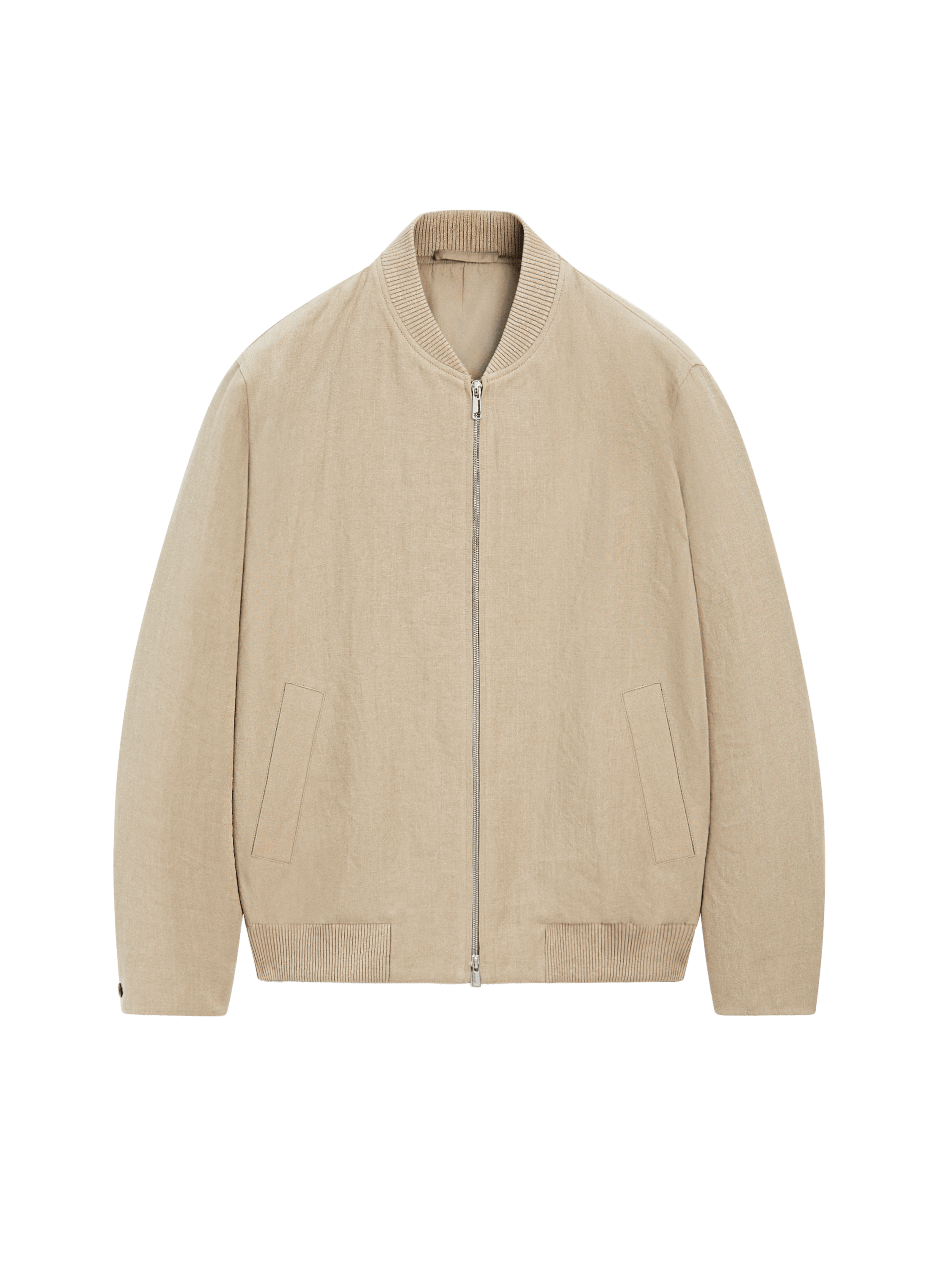 Linen bomber jacket — BEIGE