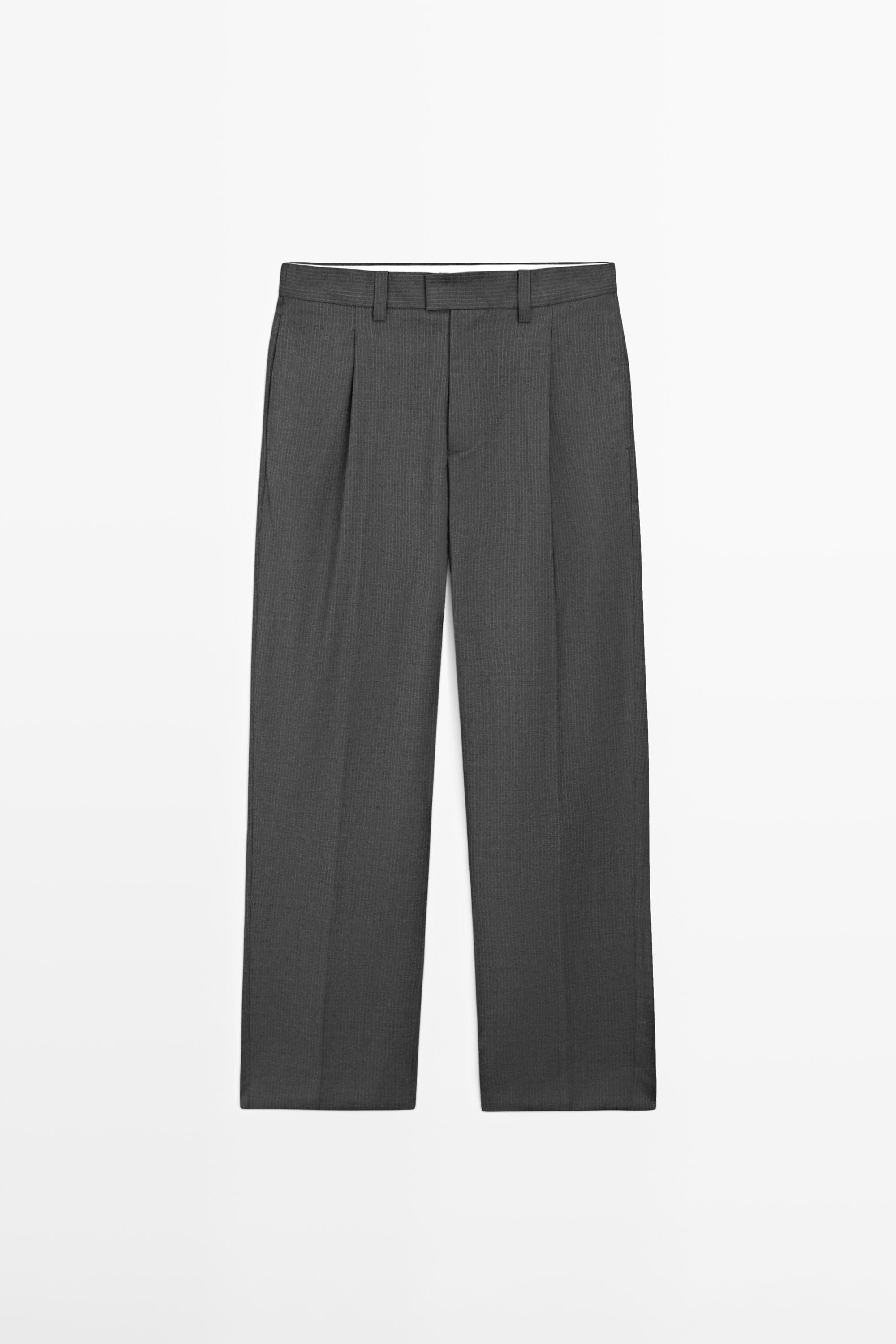 Wool blend darted trousers — GREY