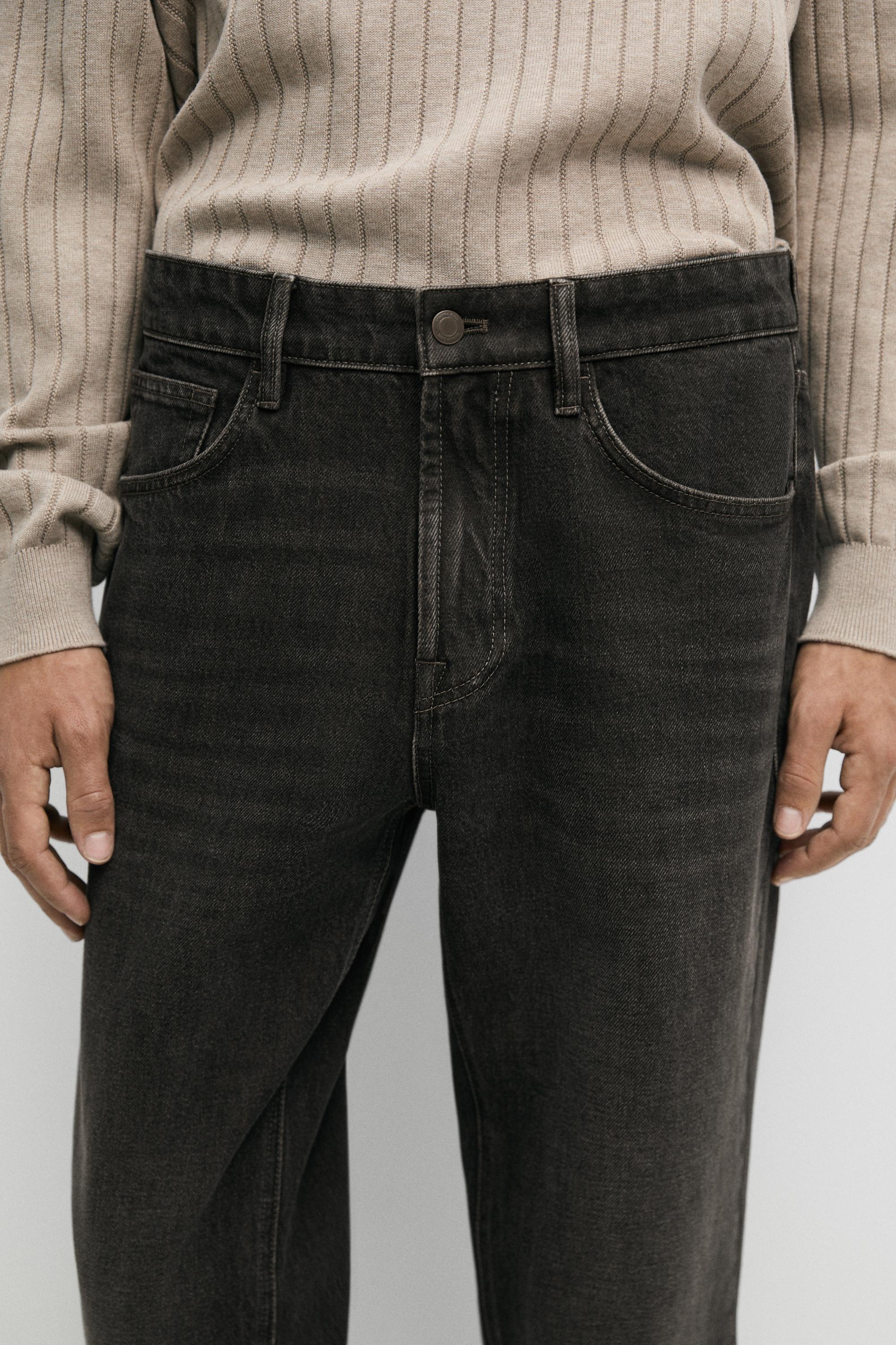 Stonewashed tapered-fit jeans — GREY