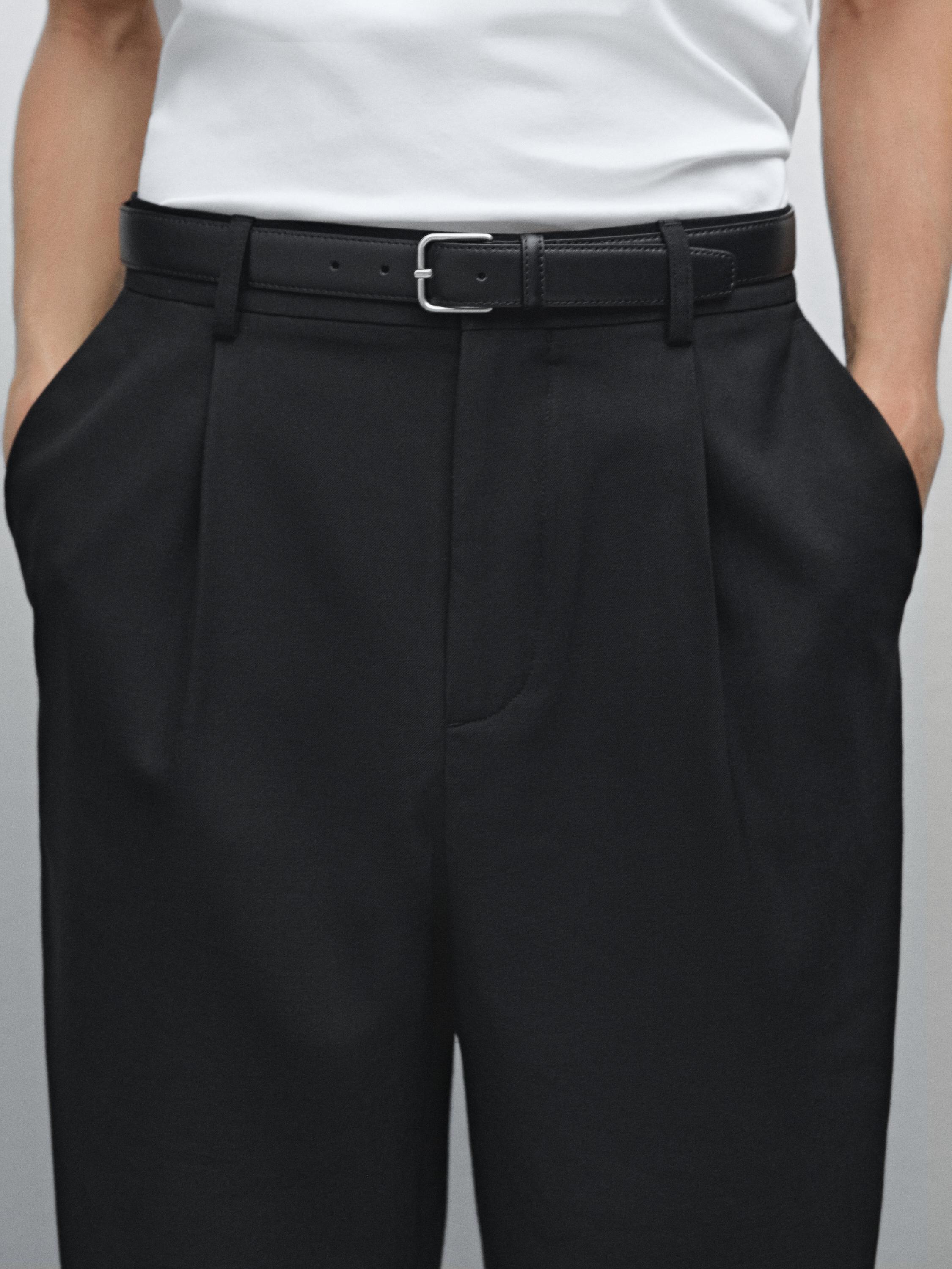 Relaxed fit cool wool blend trousers