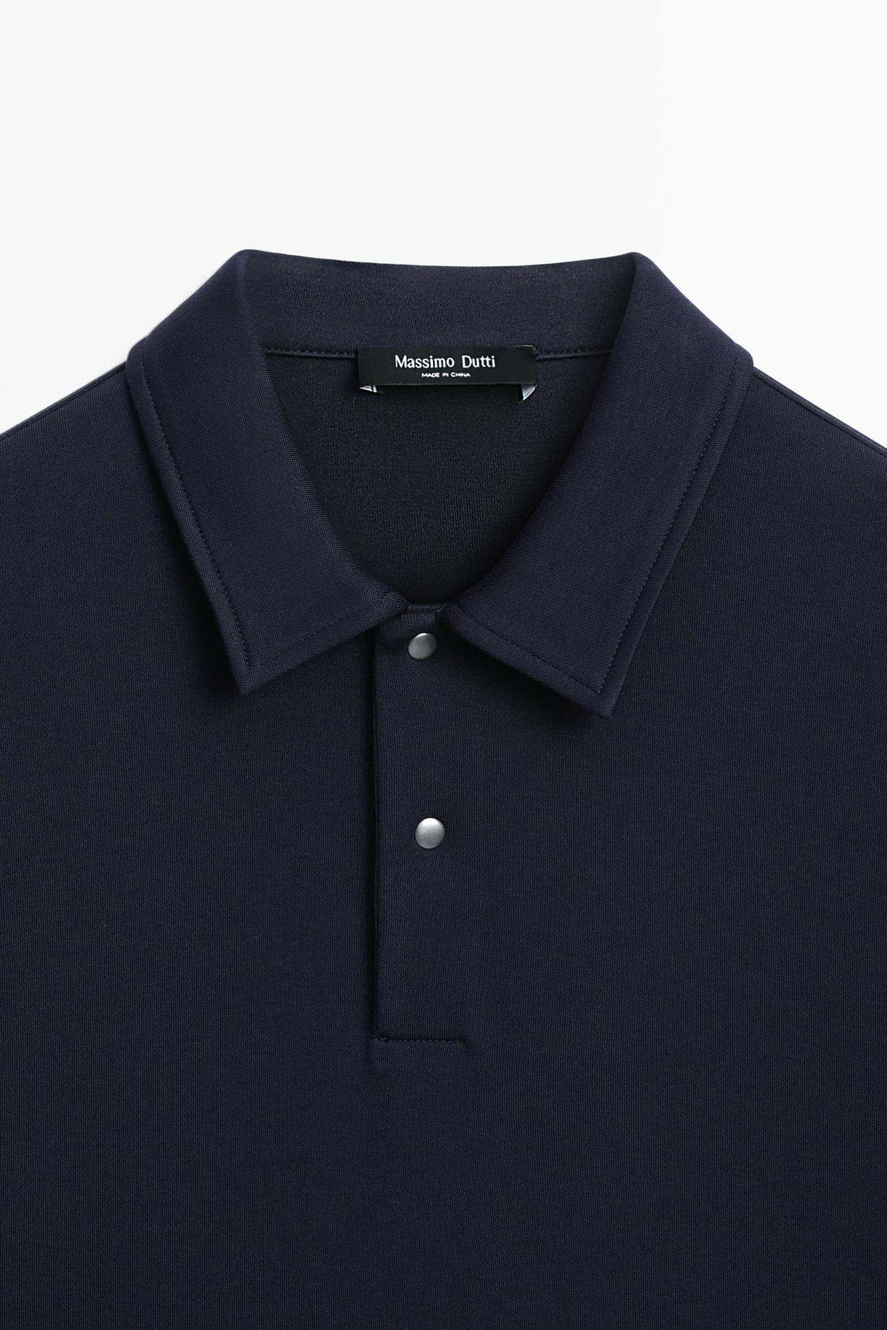 100% cotton long sleeve polo shirt — INK BLUE