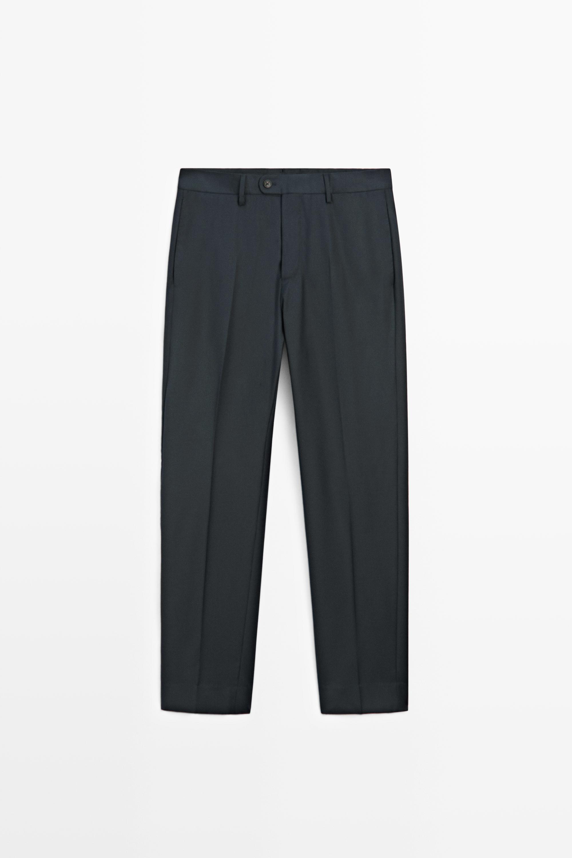Striped wool blend suit trousers — NAVY BLUE