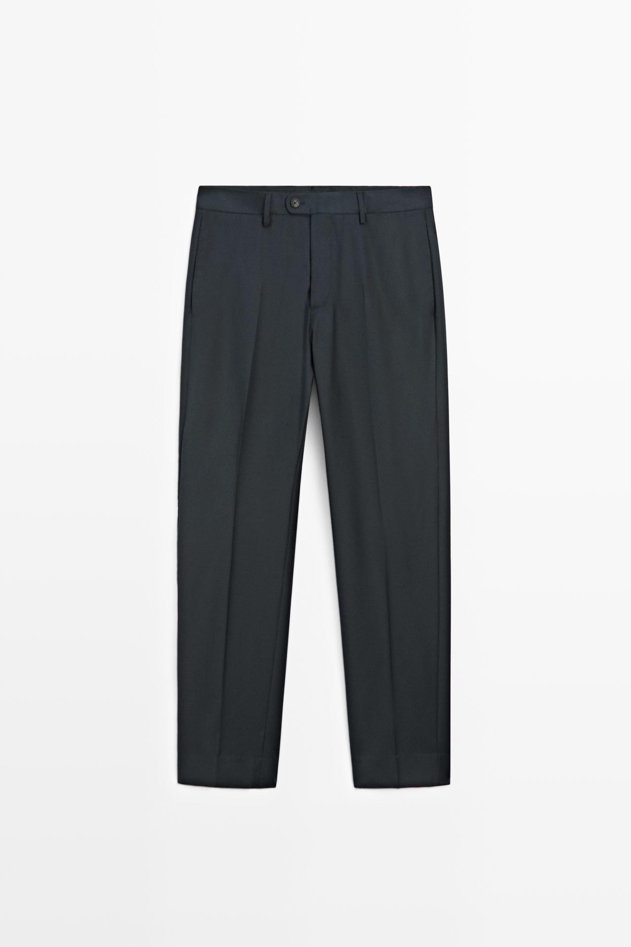 Striped wool blend suit trousers — NAVY BLUE