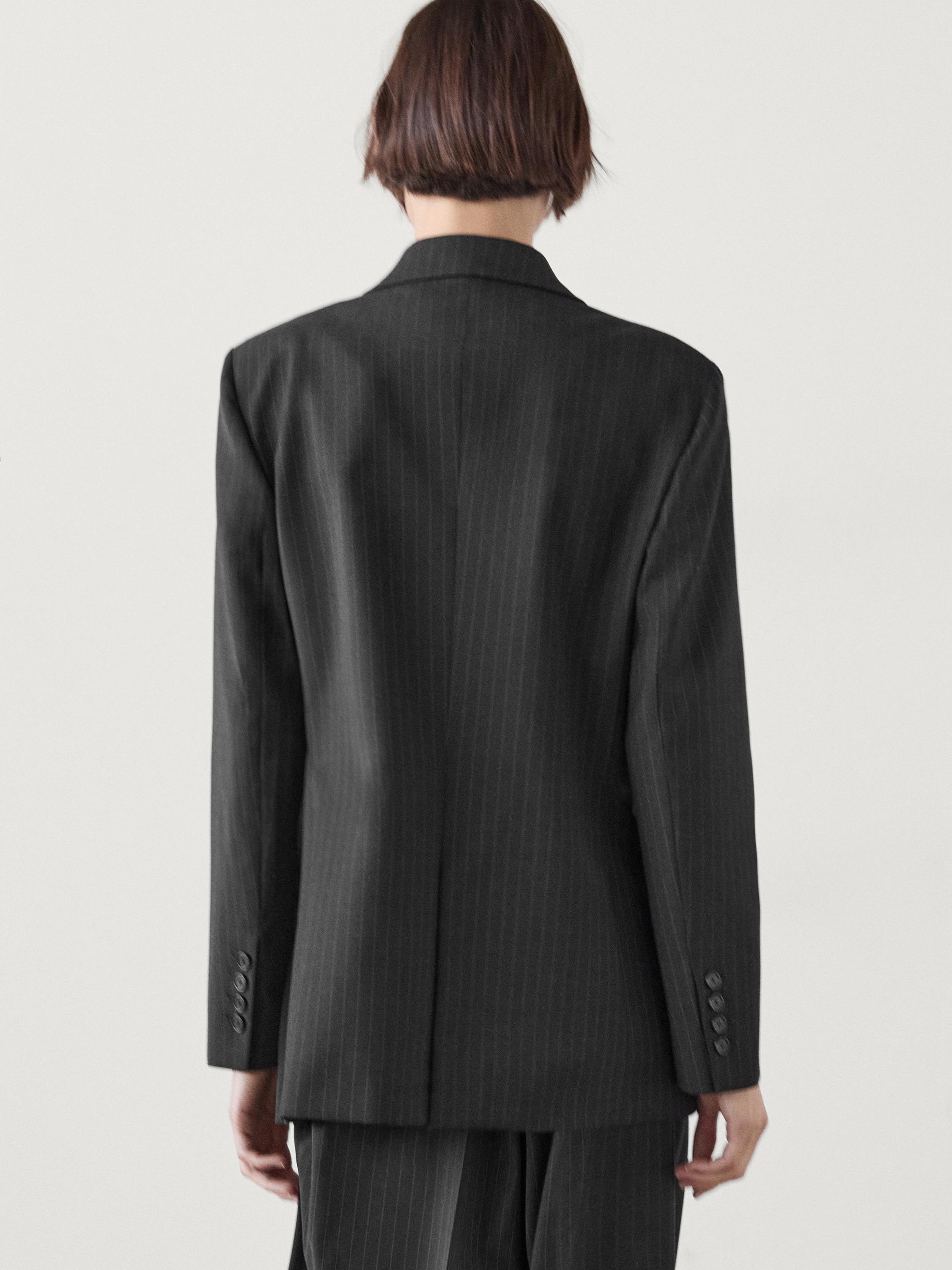 Double-breasted pinstripe blazer