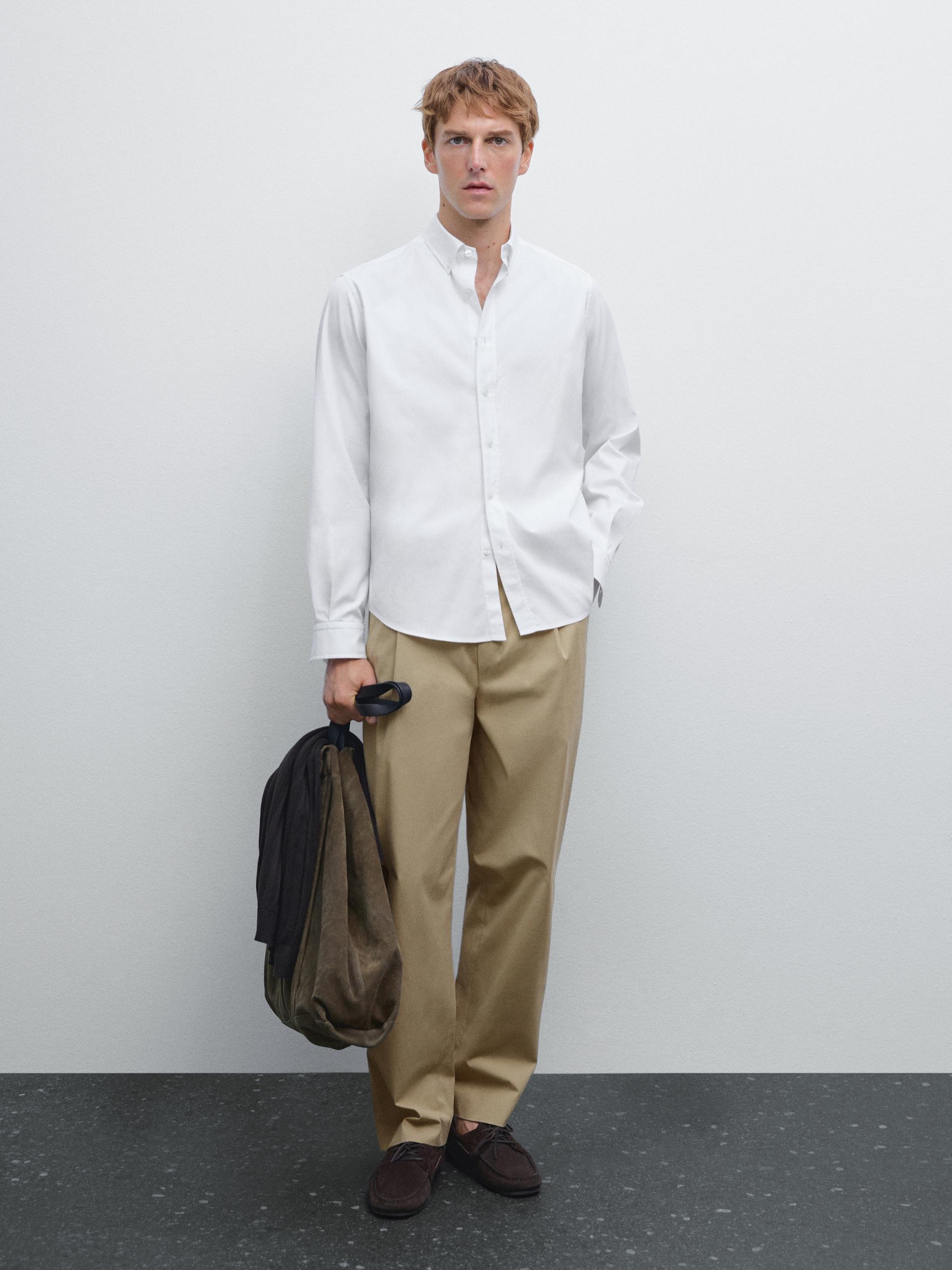Camicia Oxford Regular Fit - Bianco - L - Massimo Dutti - Maschile
