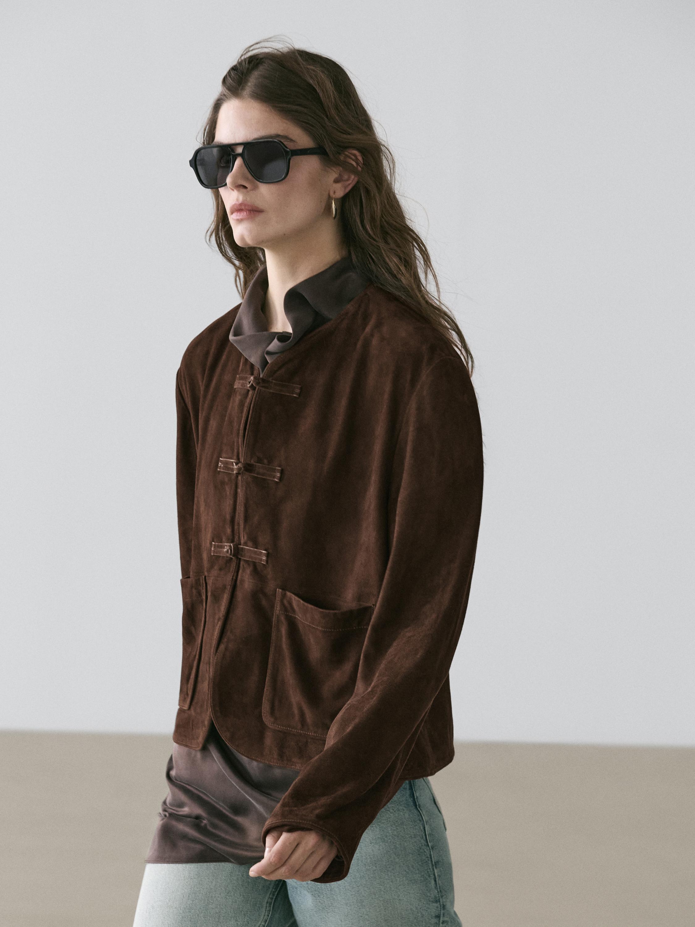 Short suede leather jacket