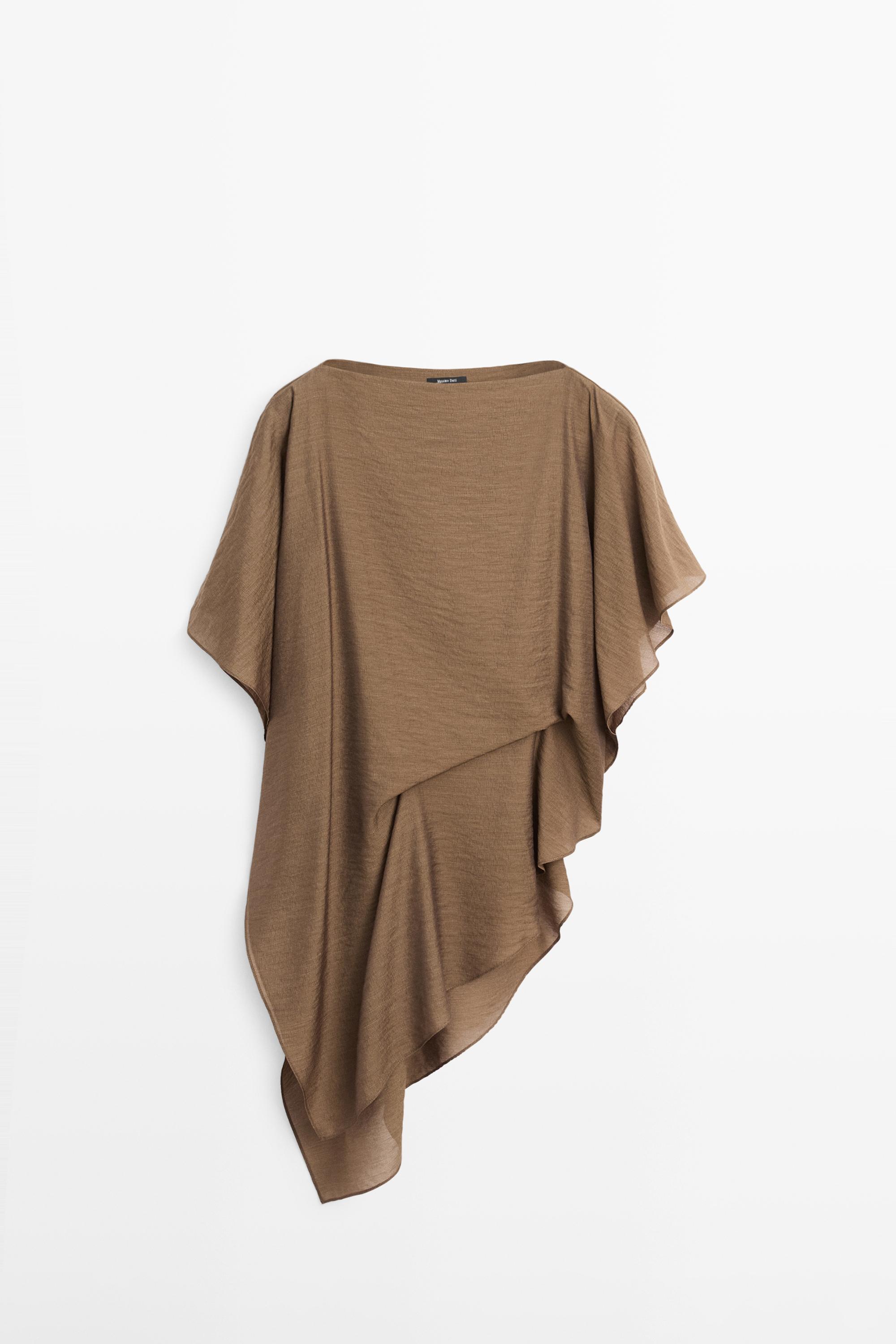 Asymetryczna luźna bluzka w stylu peleryny