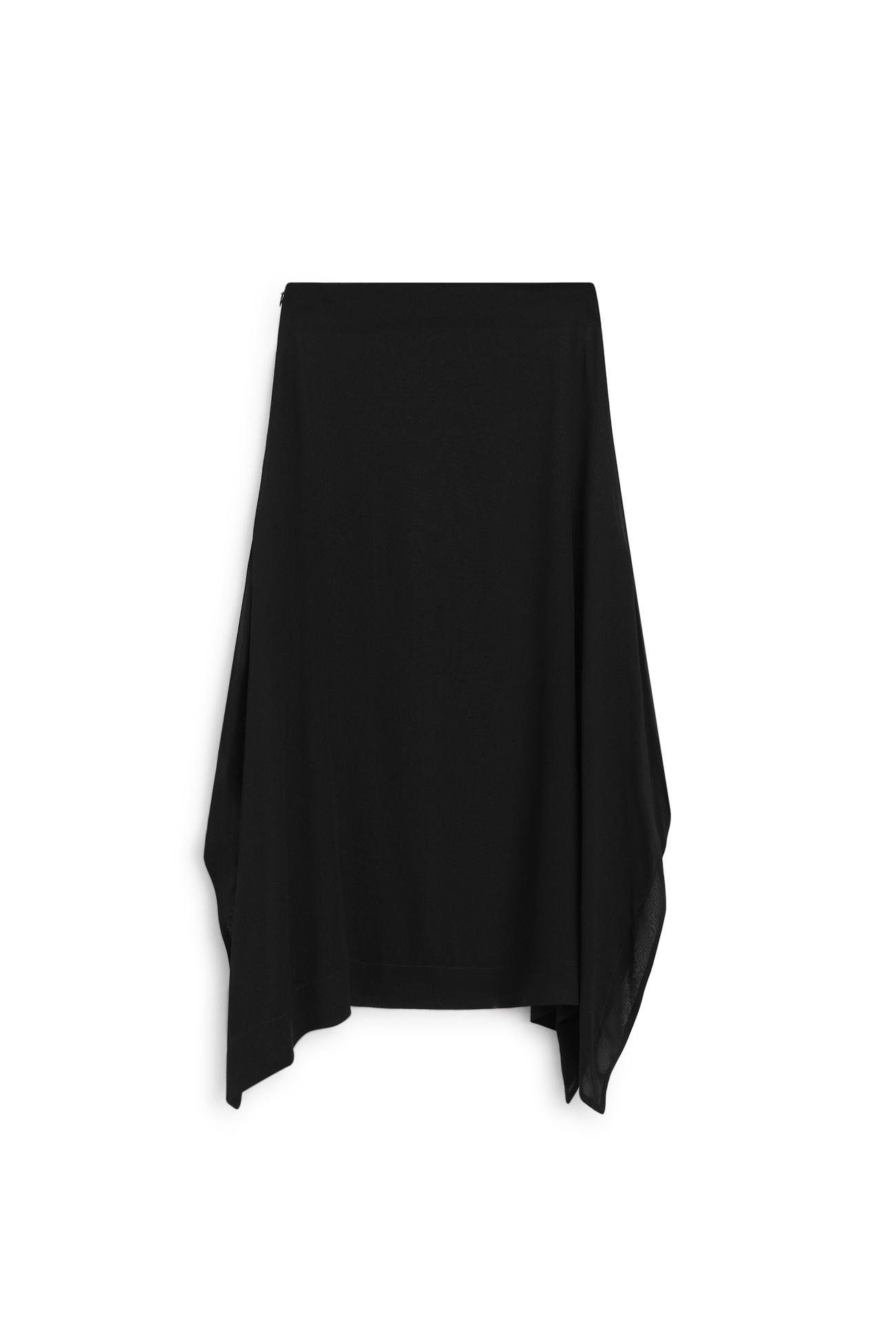 Semi-sheer asymmetric midi skirt - LIMITED EDITION — BLACK