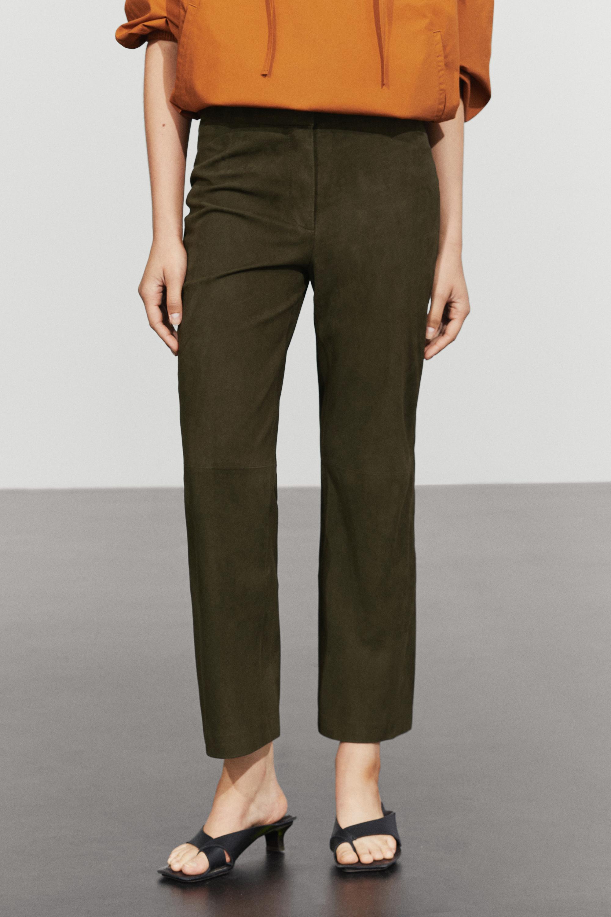 Suede leather pants