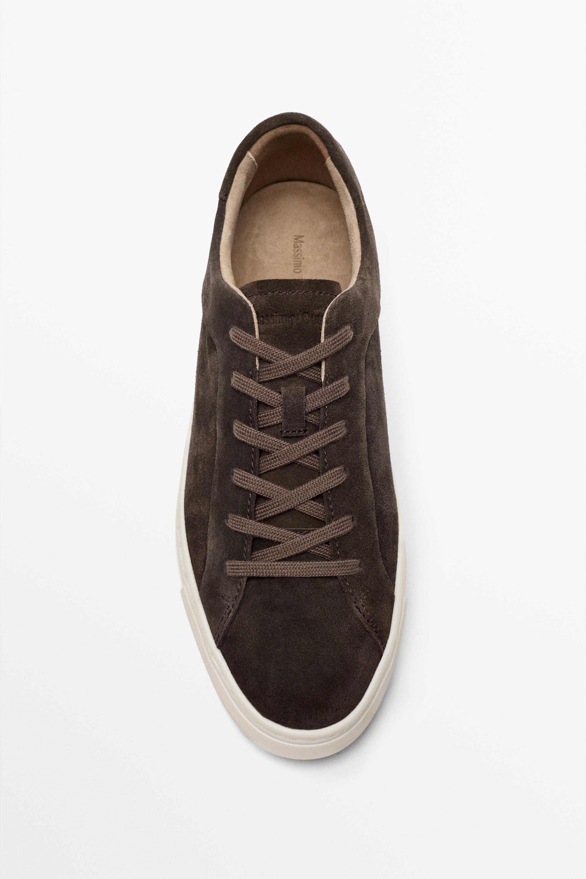 Leather trainers with lug sole — BROWN