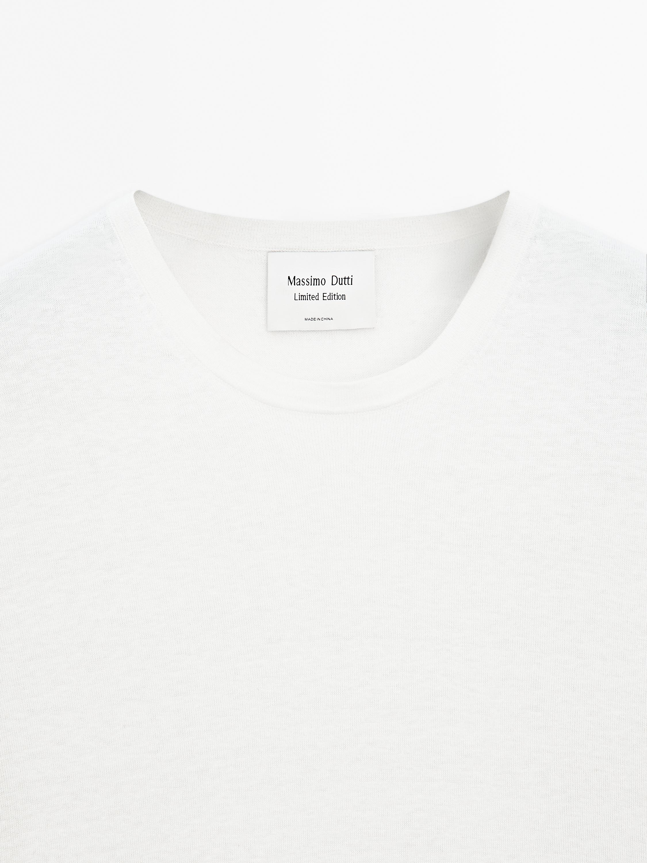 ★Massimo Dutti★ Short sleeve cotton blend t-shirt Short sleeve cotton blend T-shirt · Pale Green, Red