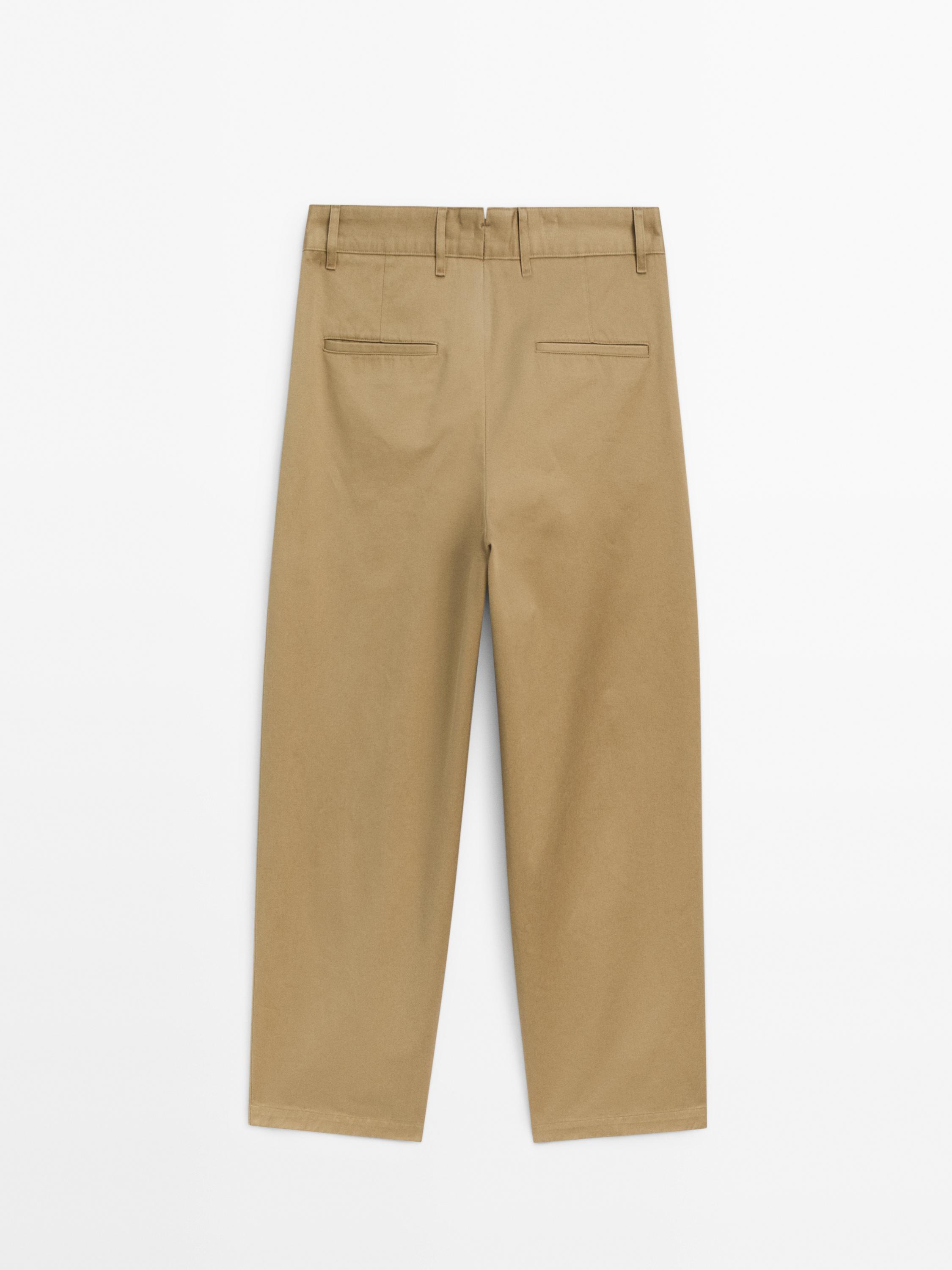 Wide-leg twill trousers