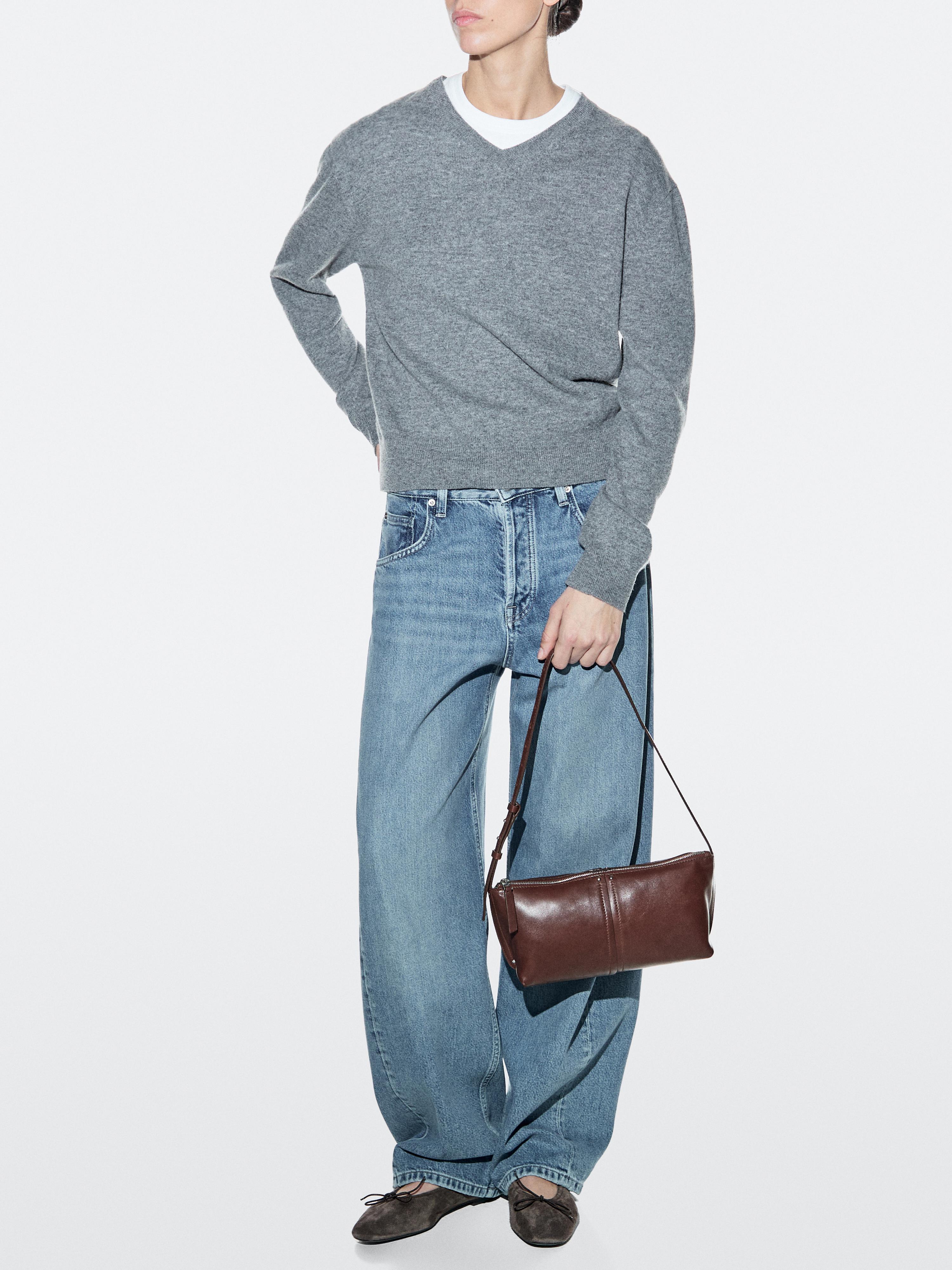 Nappa leather shoulder bag — BURGUNDY