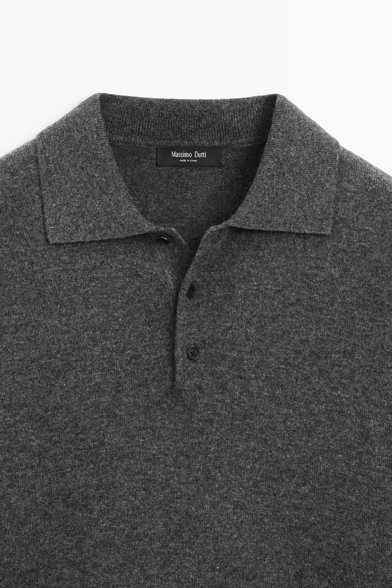 Wool blend polo sweater — DARK GREY