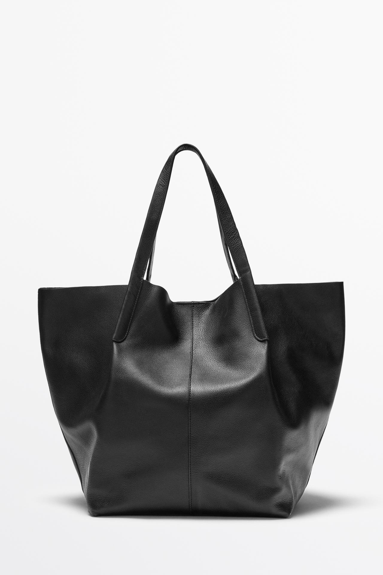 Nappa leather tote bag — BLACK