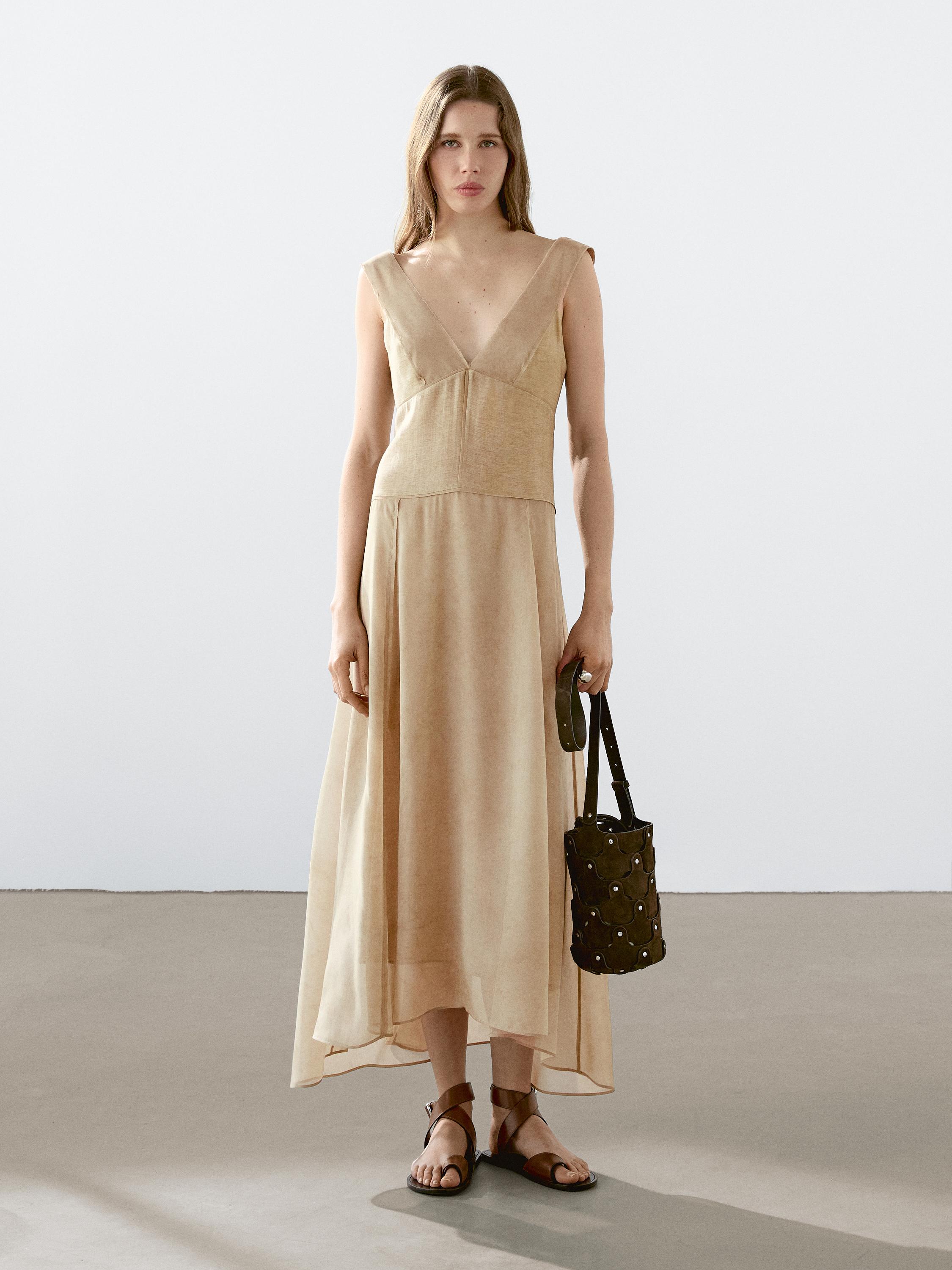★ Massimo Dutti★ Long loose fit V-neck one-piece 06613530 06631585711-o10.jpg?ts=