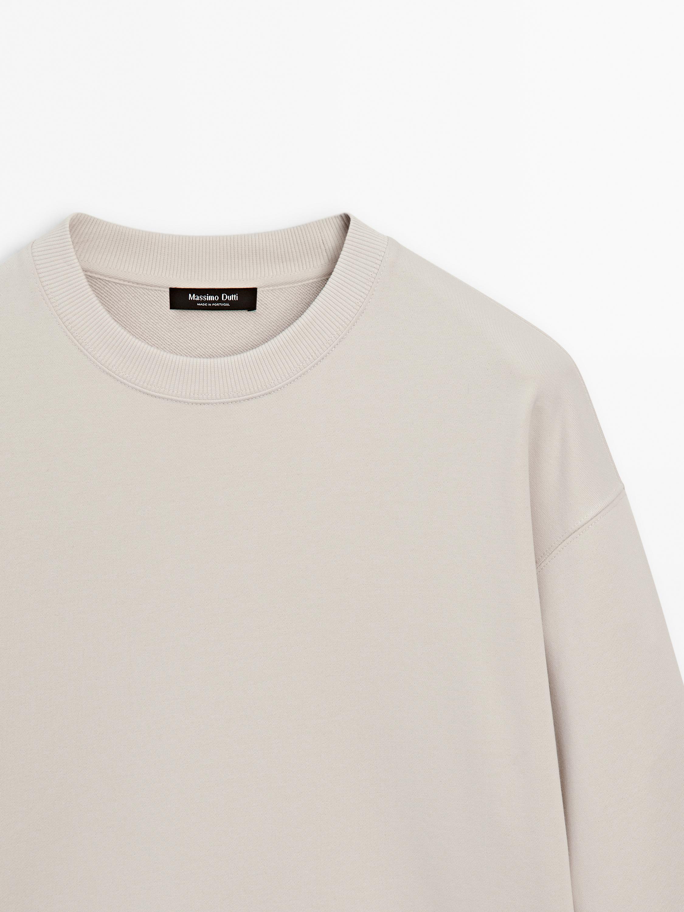 Crew neck cotton blend sweatshirt