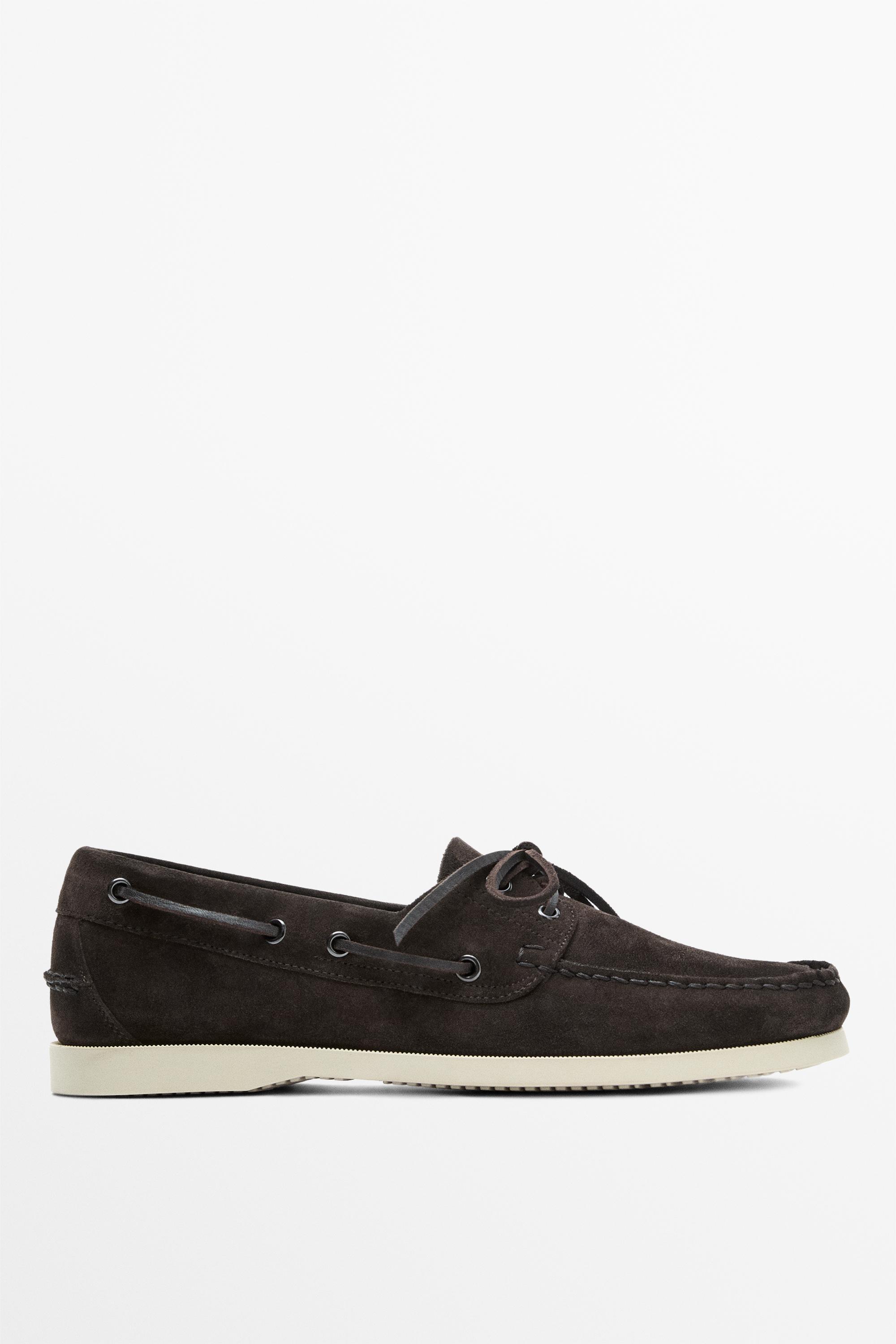Leather deck shoes — BROWN